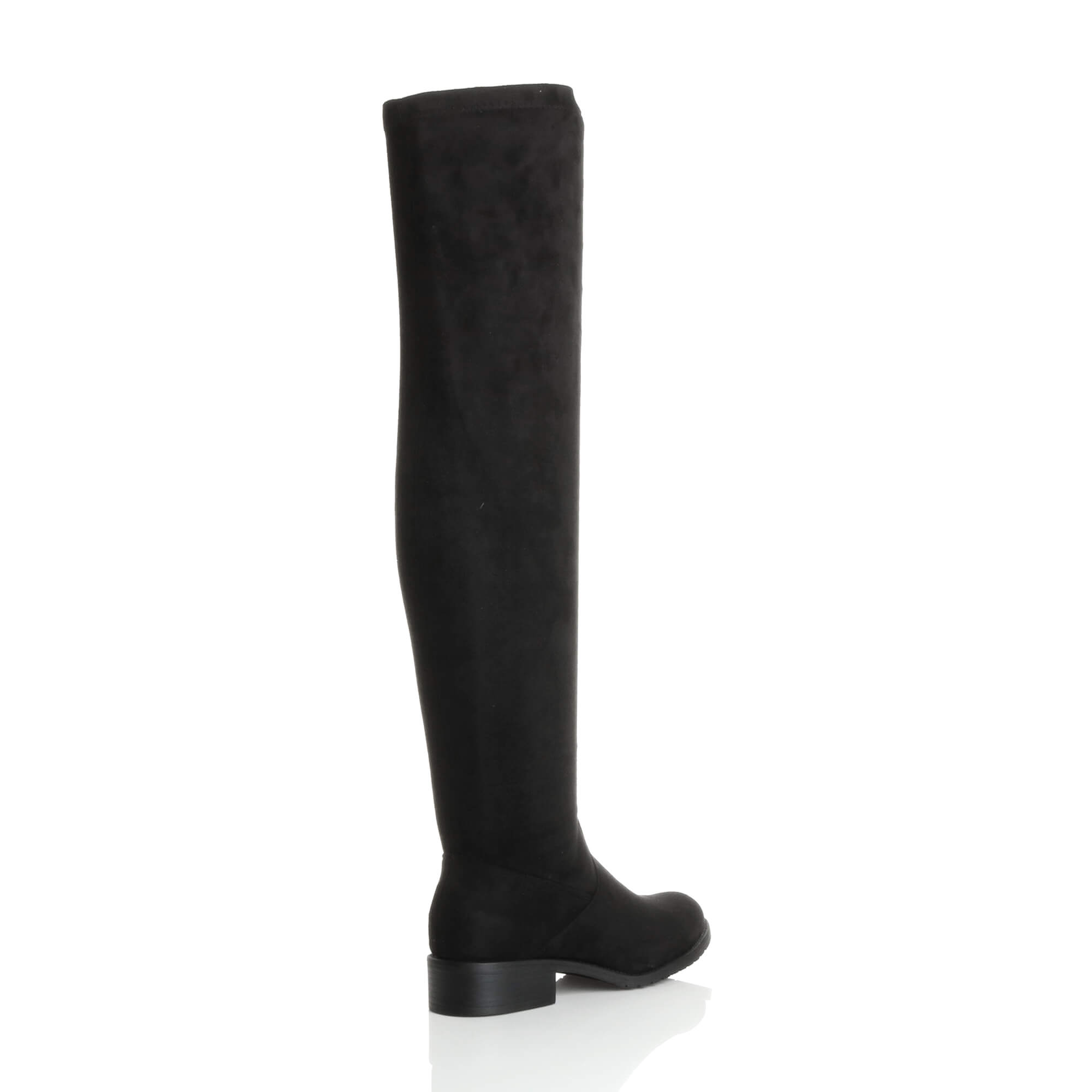 Black AJVANI Black Stretchy Sock Over The Knee Boots, Image 4 of 6