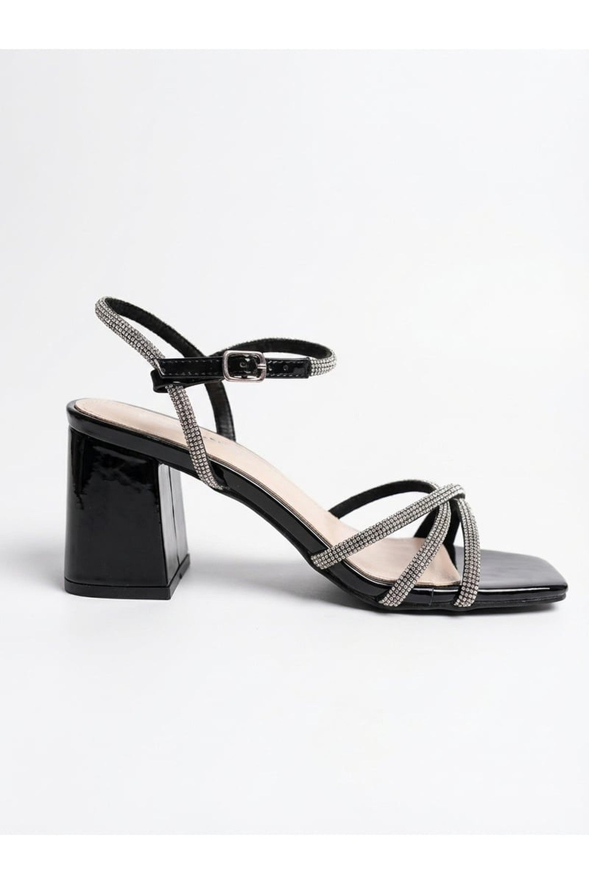Silver iKrush Silver Willow Rhinestone Block Heel Sandals, Image 6 of 8