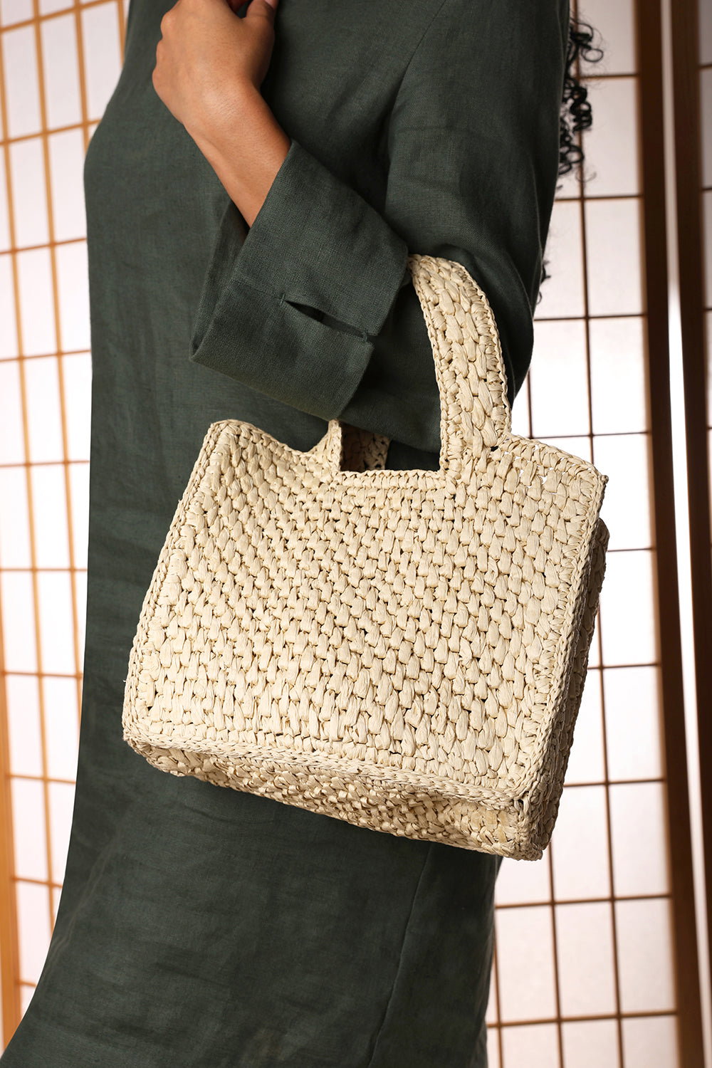 Natural Where's That From Natural Vivid Raffia Tote Bag, Image 3 of 5