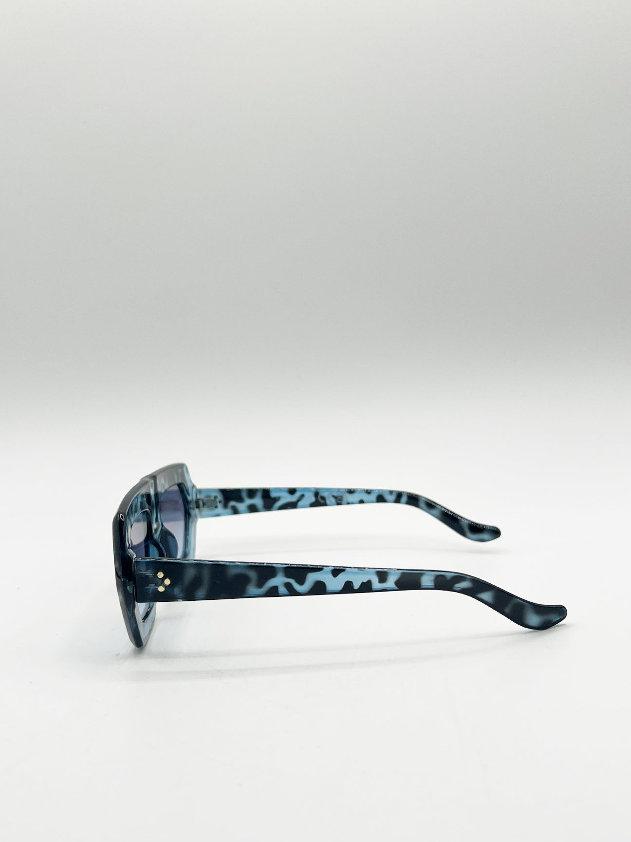 Blue Cross-Border Flat Sunglasses in Blue Leopard, Image 3 of 7