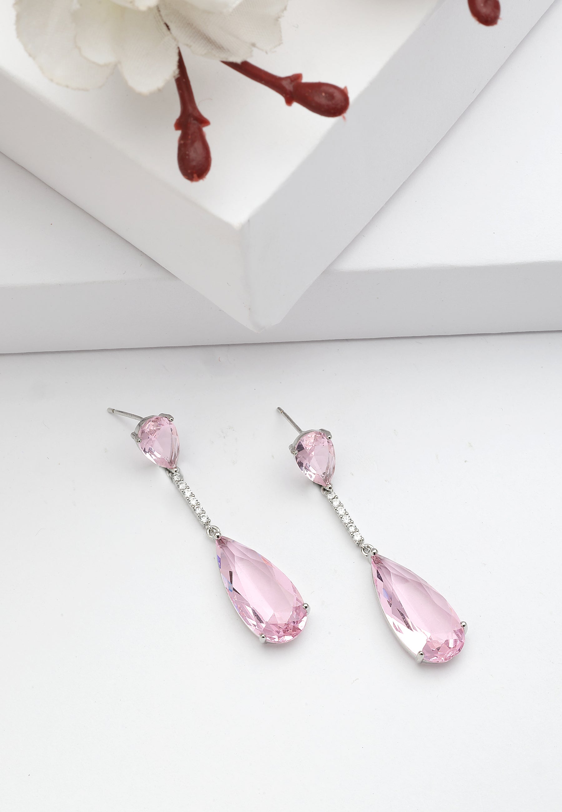 Light Pink Diva Raindrop Earrings, Image 2 of 5