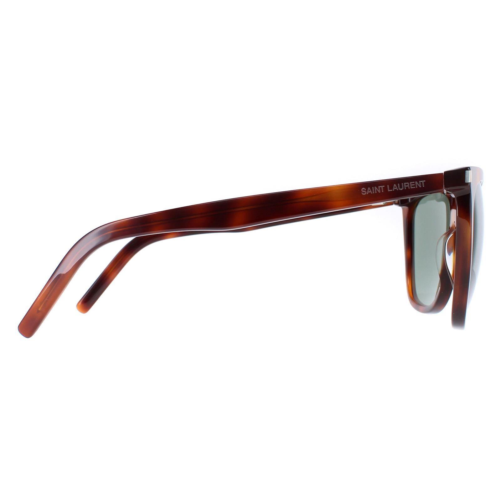 Brown Saint Laurent Brown Square Shiny Medium Havana Solid Green SL 526, Image 4 of 4