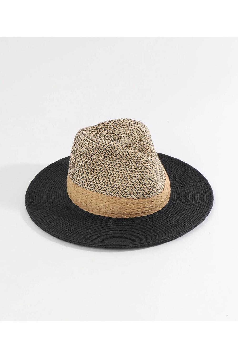 Black Farrah - Two Tone Straw Fedora, Image 3 of 3