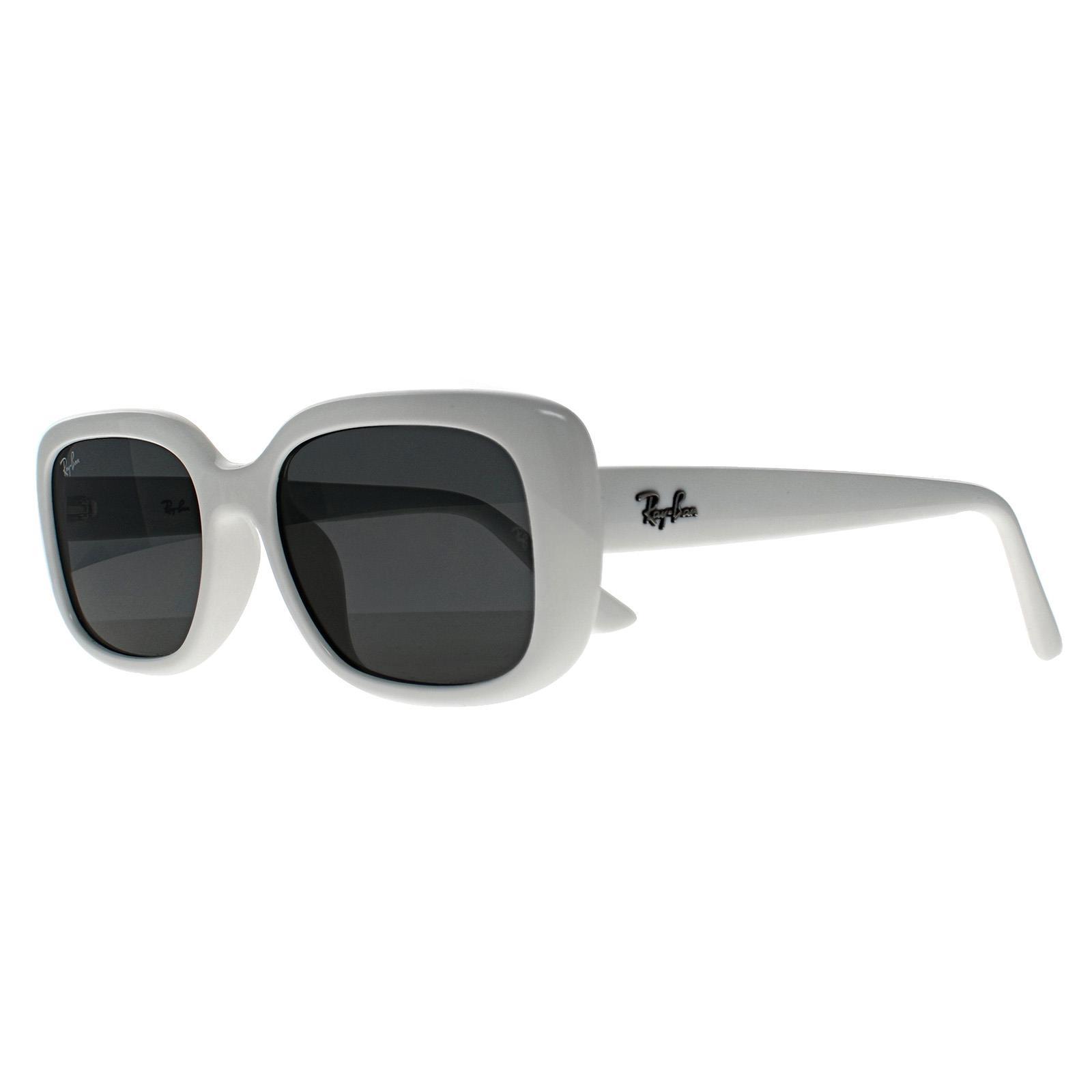 White Ray-Ban White Rectangle Polished White Dark Grey RB4421D Bio Based, Image 2 of 3