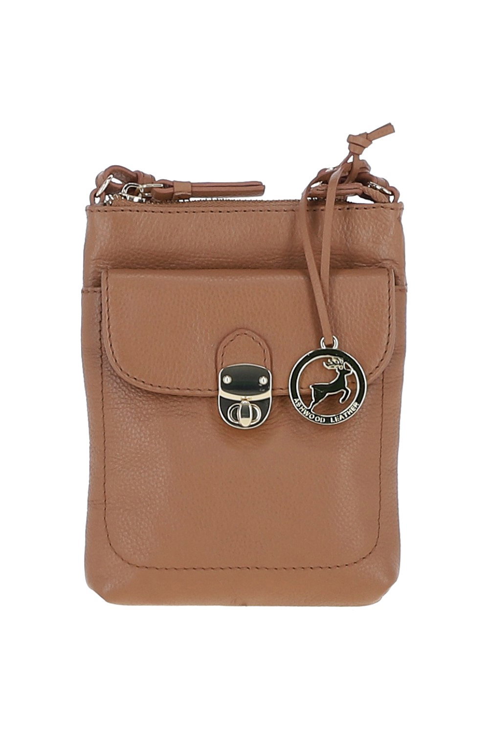 Camel Real Leather Crossbody Bag, Image 1 of 4