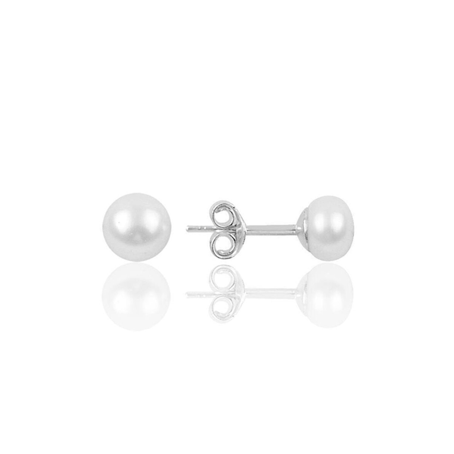Silver Sterling Silver Natural Pearl Stud Earring, Image 1 of 3