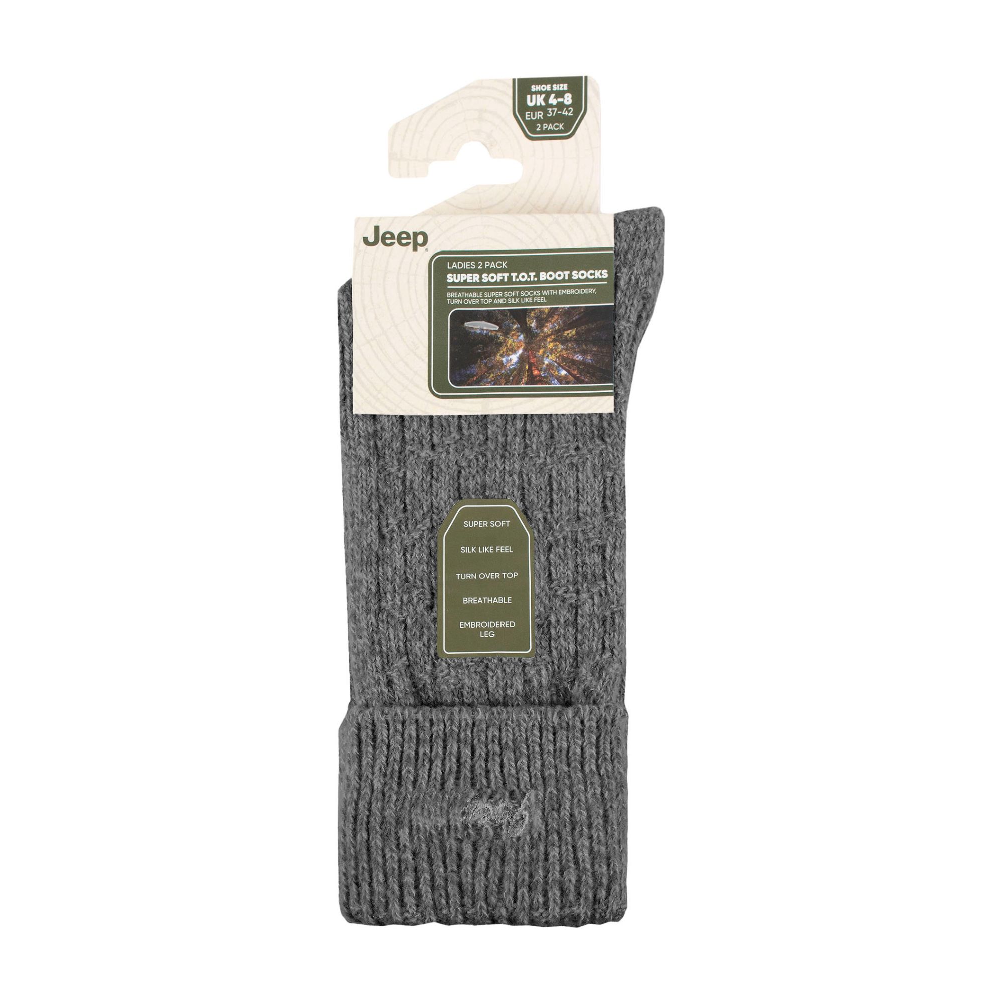Charcoal 2 Pack Super Soft Boot Socks, Image 3 of 3