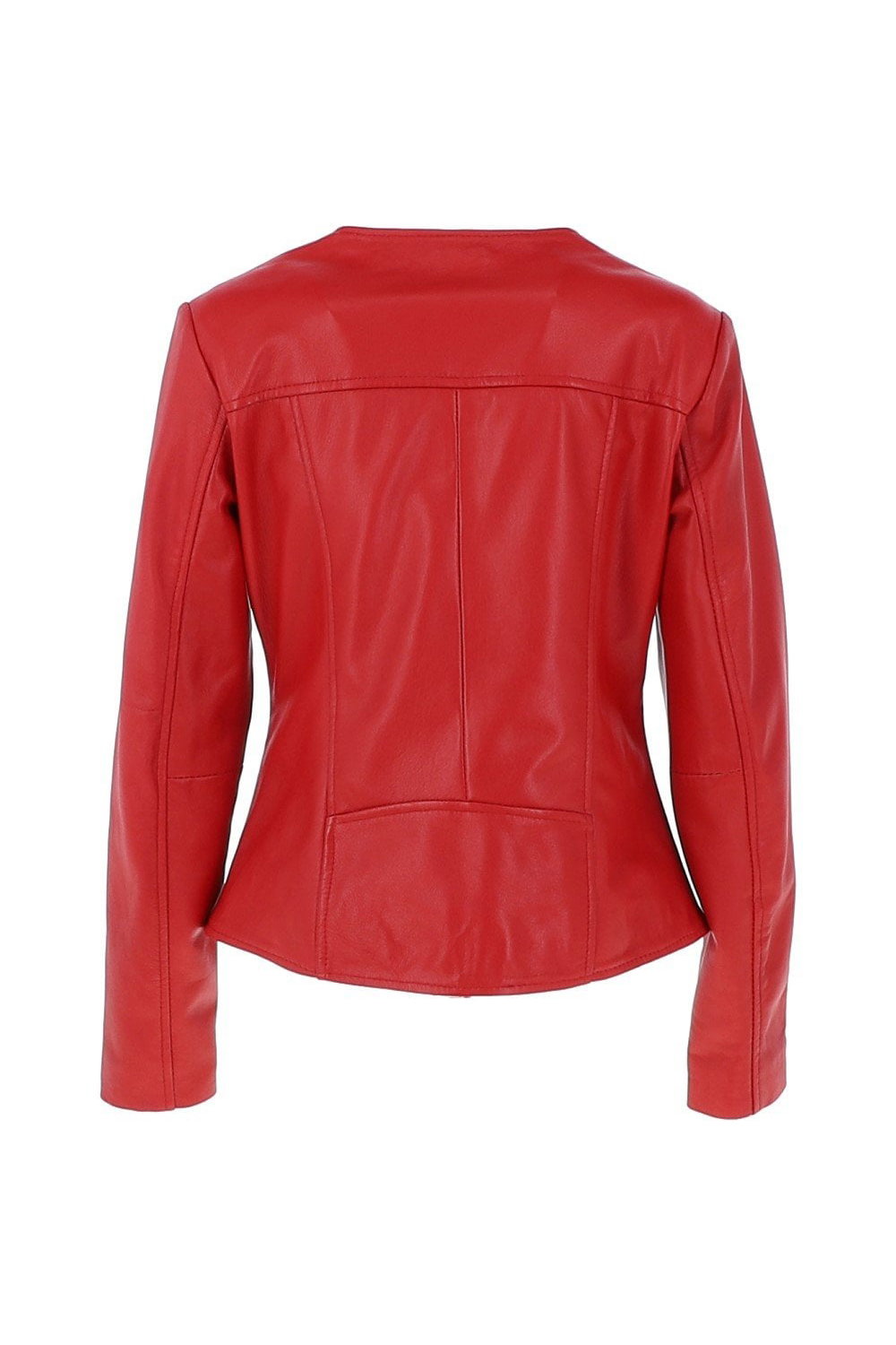 Red 'MB' Real Leather Fashion Biker Jacket, Image 3 of 5