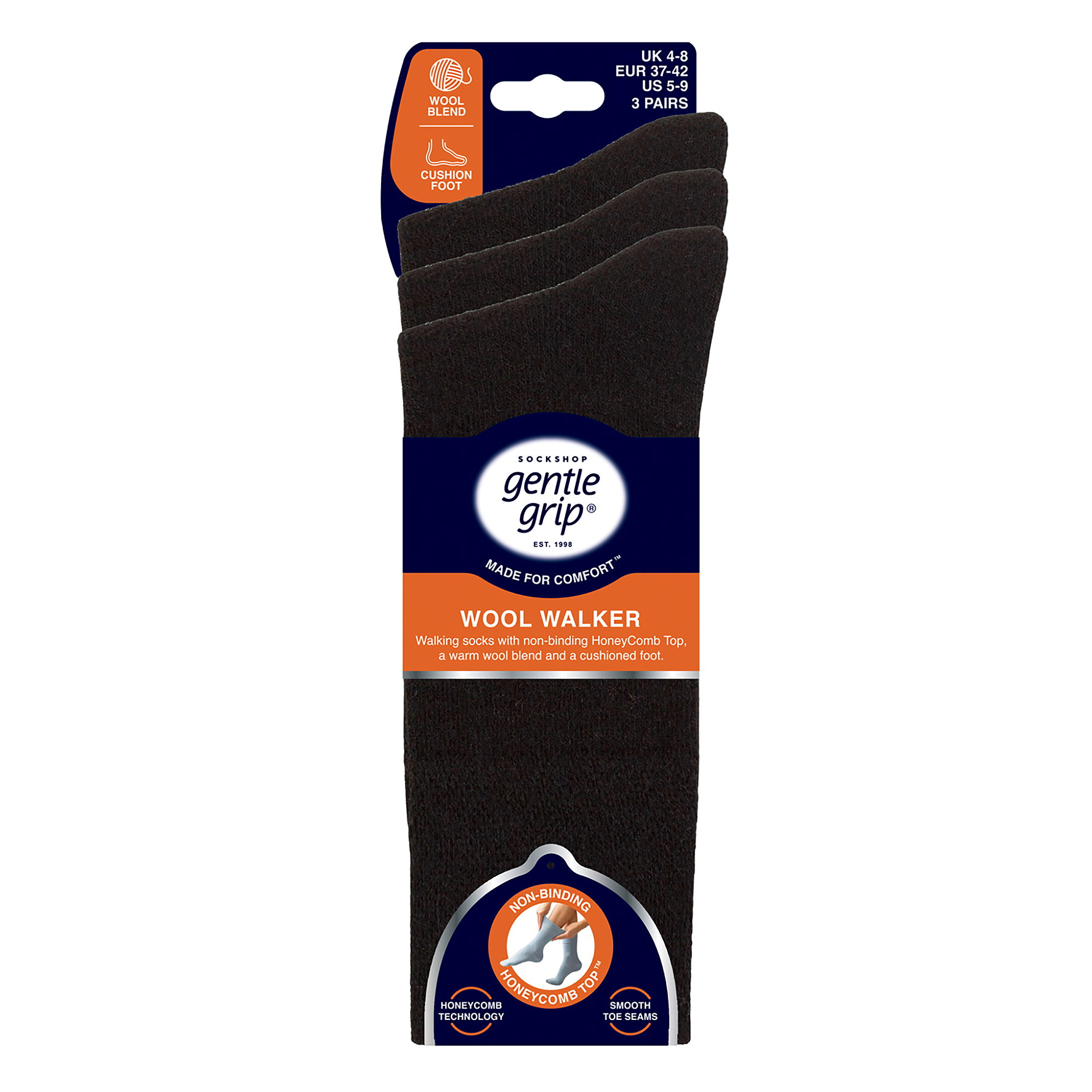 Black 3 Pack Wool Boot Socks Warm Cushioned Socks, Image 3 of 3