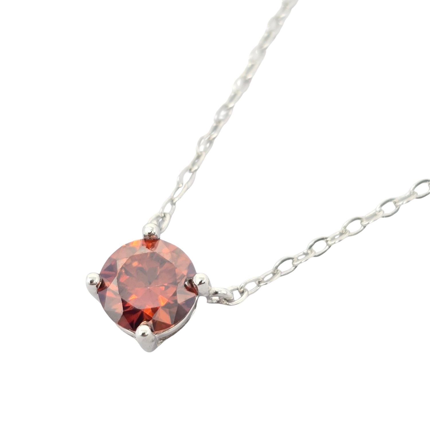 Red Garnet Moissanite Crystal Sterling Silver Necklace
