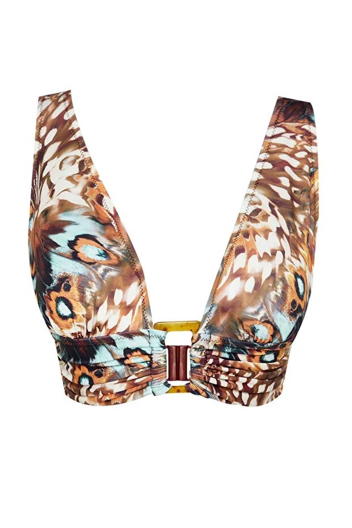 Multi WOVCOR Multi Abstract Print Cut Out Triangle Bikini Top, Image 2 of 4
