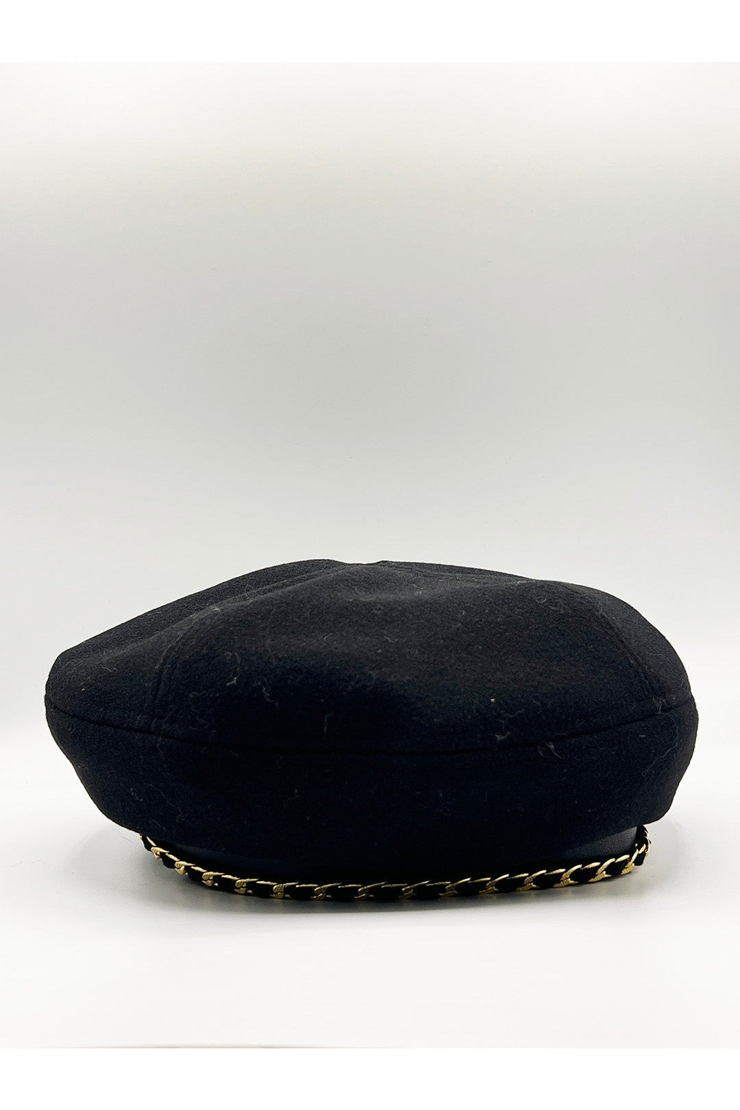 Black Beret Hat With Chain Detail In Black, Image 3 of 5