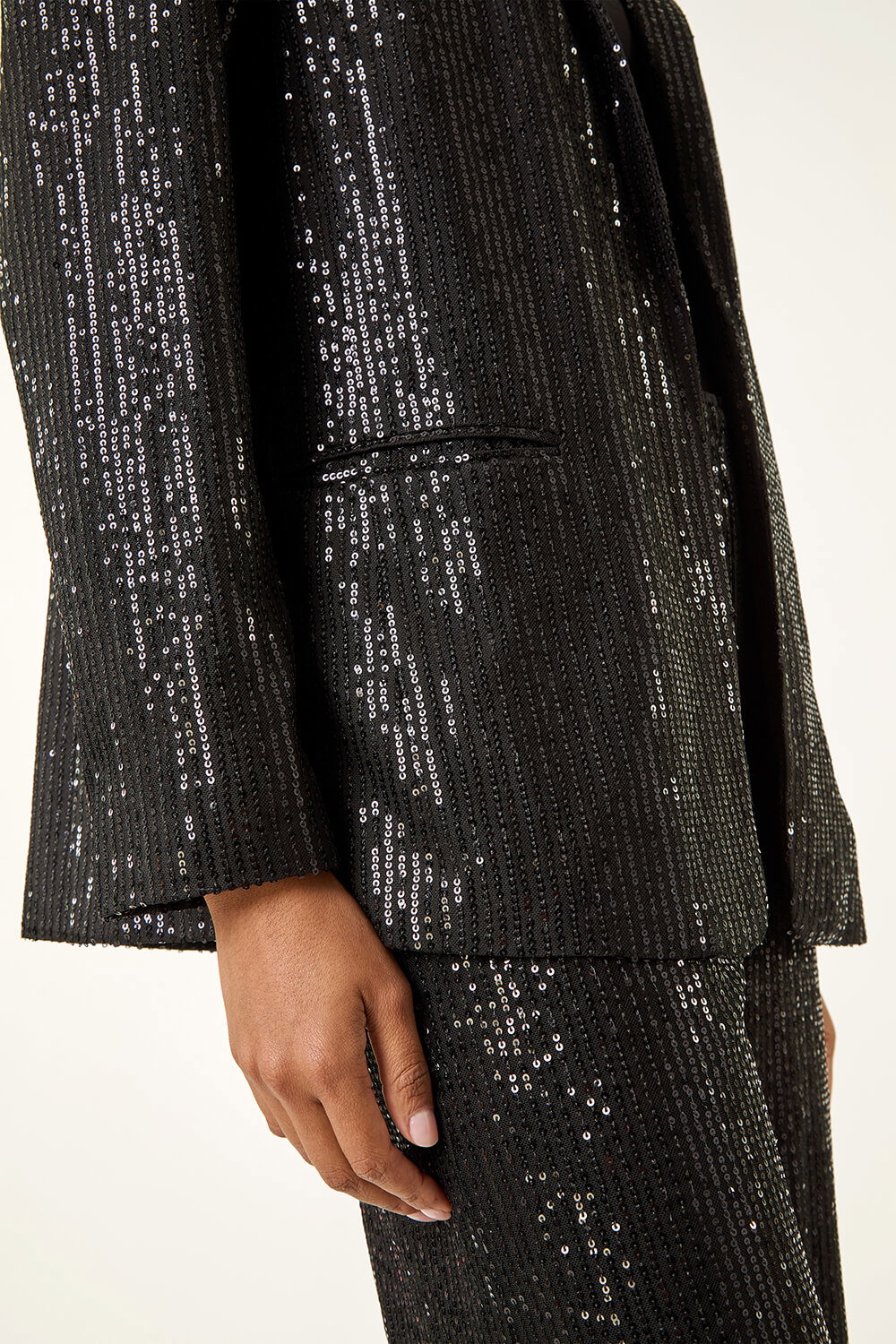 Black Relaxed Sequin Blazer, Image 6 of 5