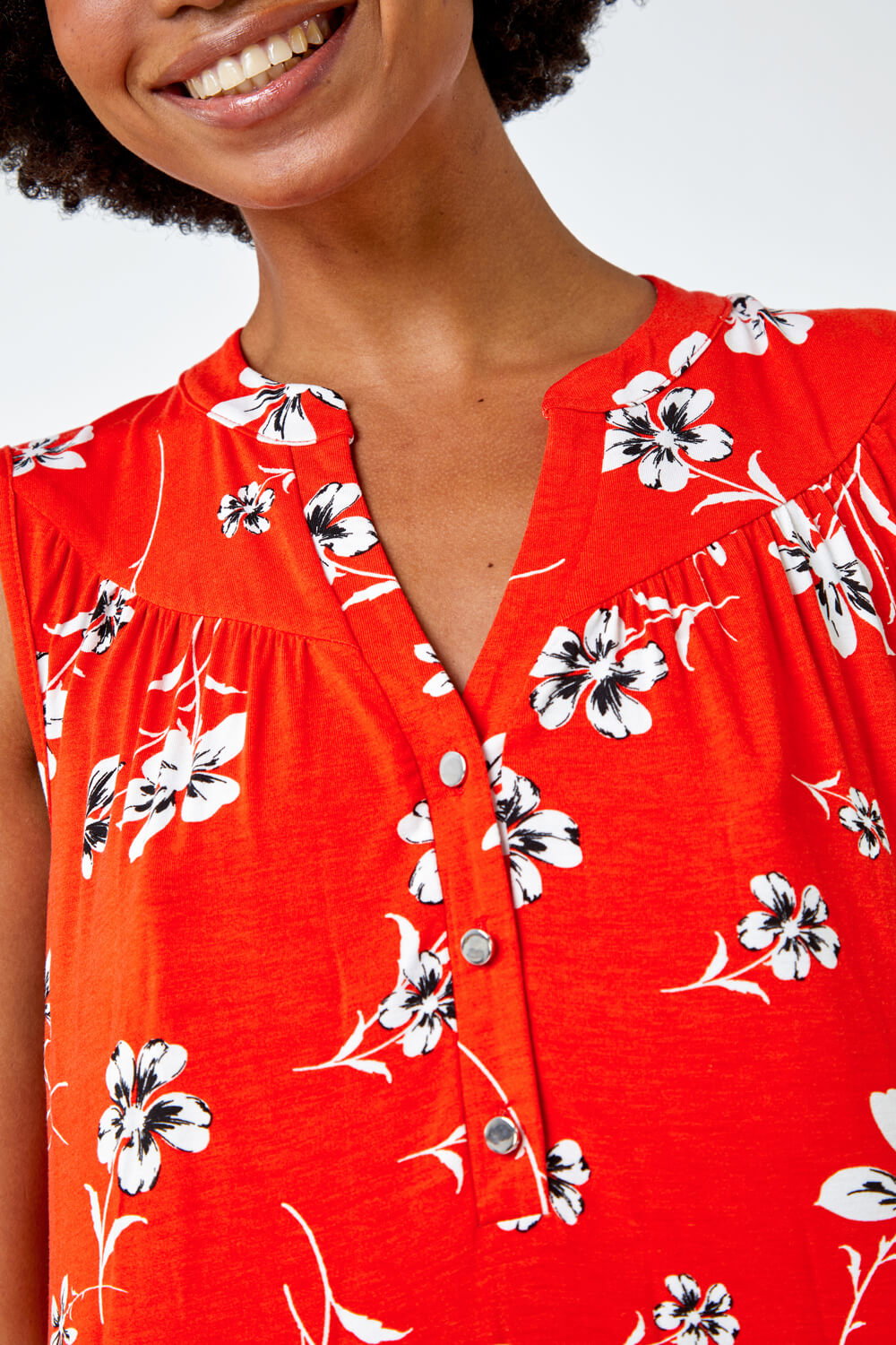 Red Noctis Flower Print Top