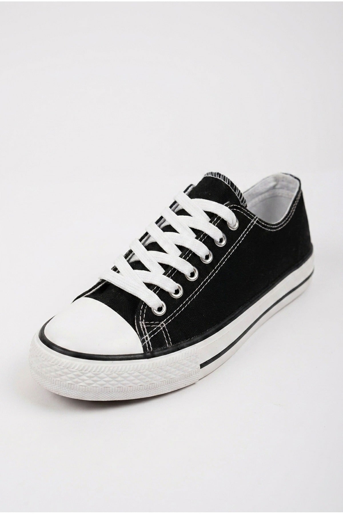Black Pearl Canvas Lace Up Low Trainers, Image 2 of 5