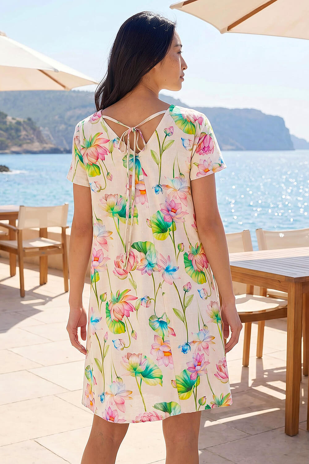 Pink Petite Floral Swing Dress, Image 4 of 4