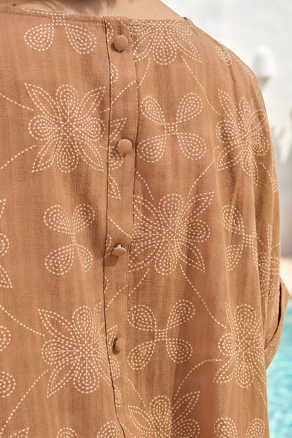 Camel Floral Geometric Textured Top, Image 5 of 4