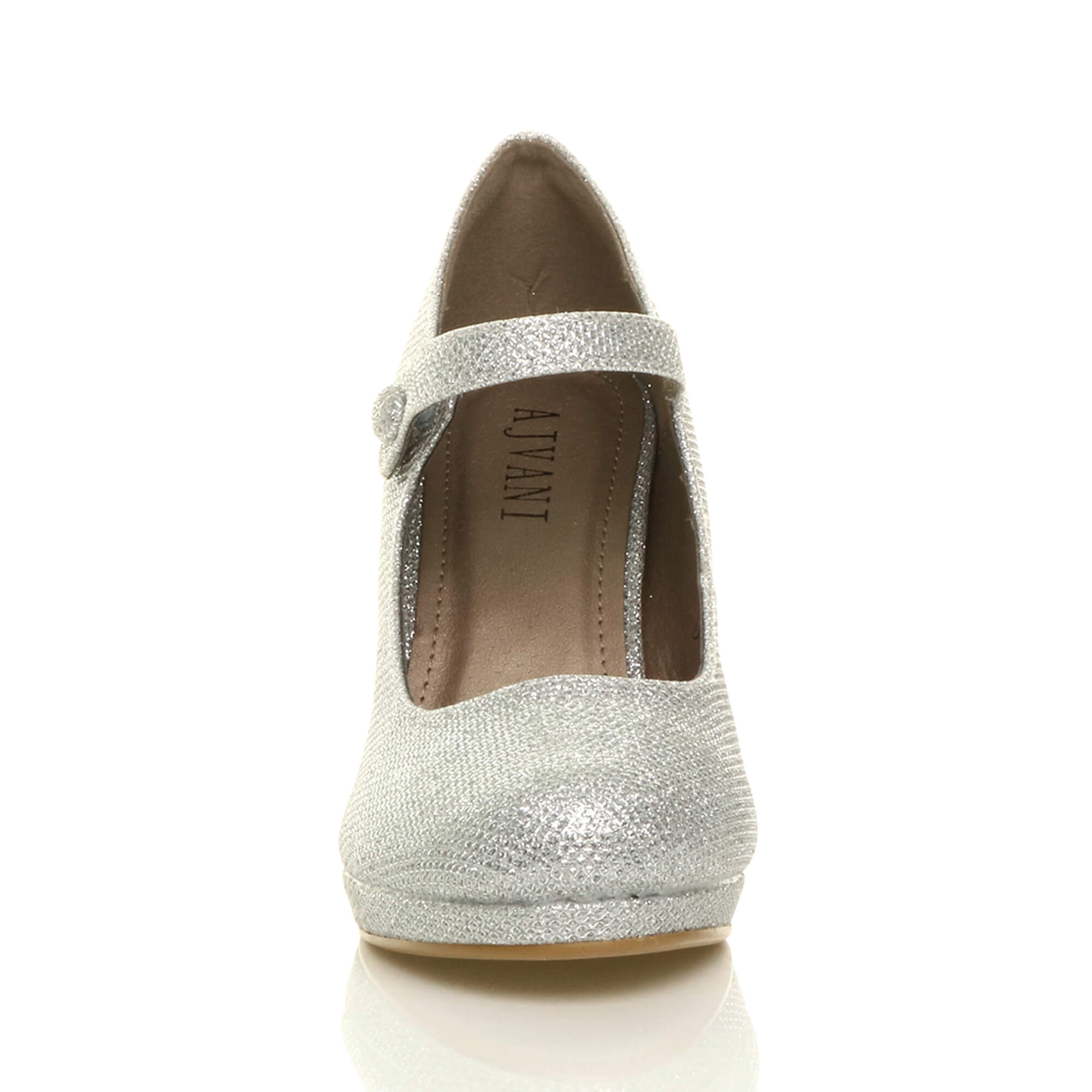 Silver AJVANI Silver High Heel Mary Jane Court Shoes, Image 6 of 6