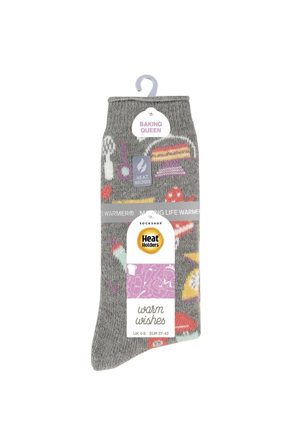 Grey Wo's Novelty Fleece-Lined Thermal Hobby Socks for Winter, Image 2 of 5