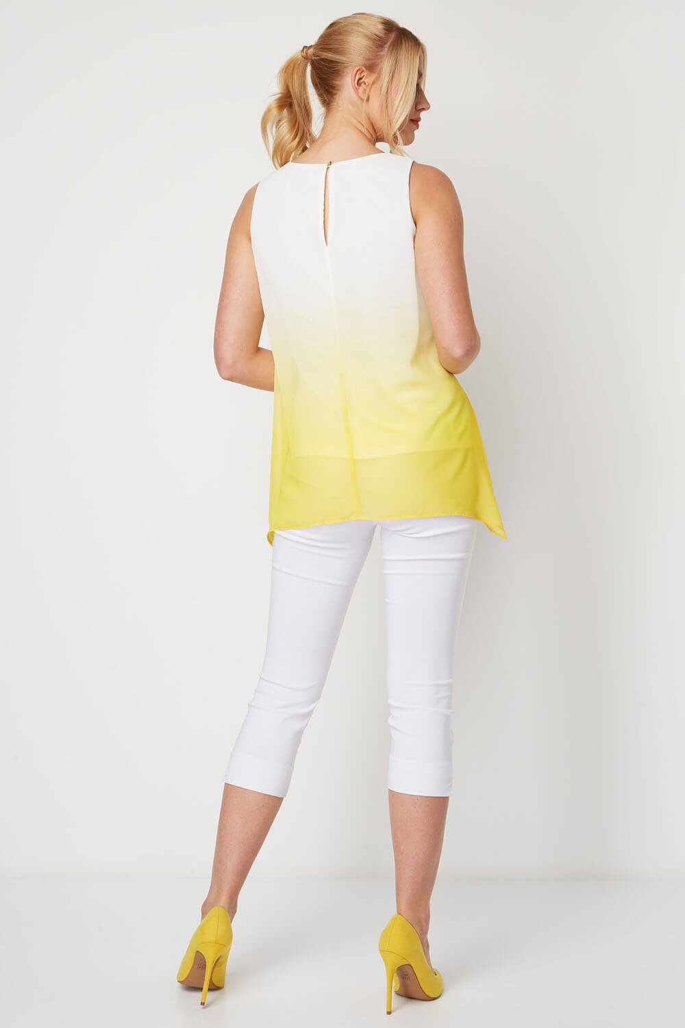 Yellow Ombre Print Overlay Top, Image 4 of 8