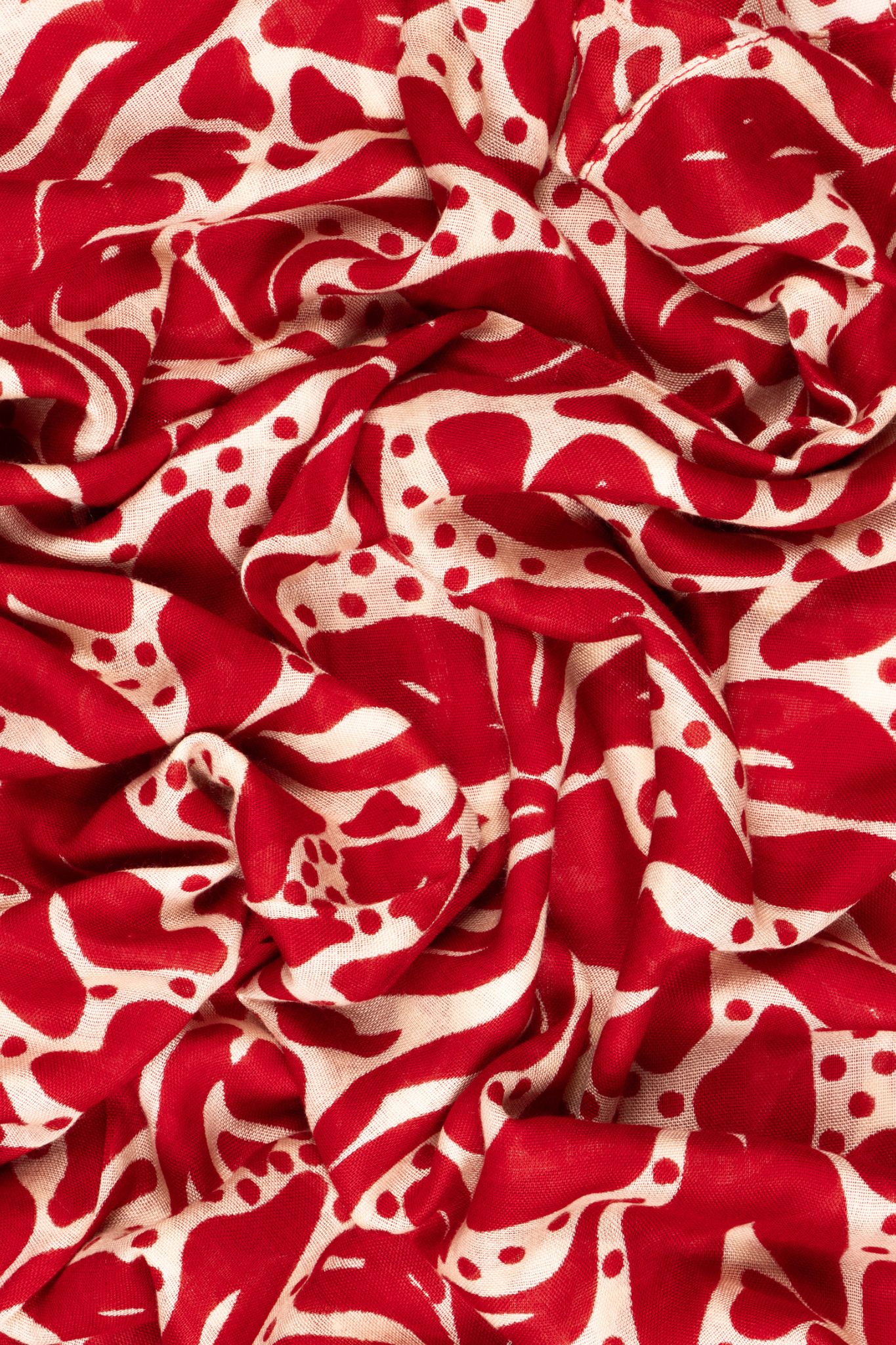Red Lightweight Two Tone Floral Scarf, Image 2 of 3