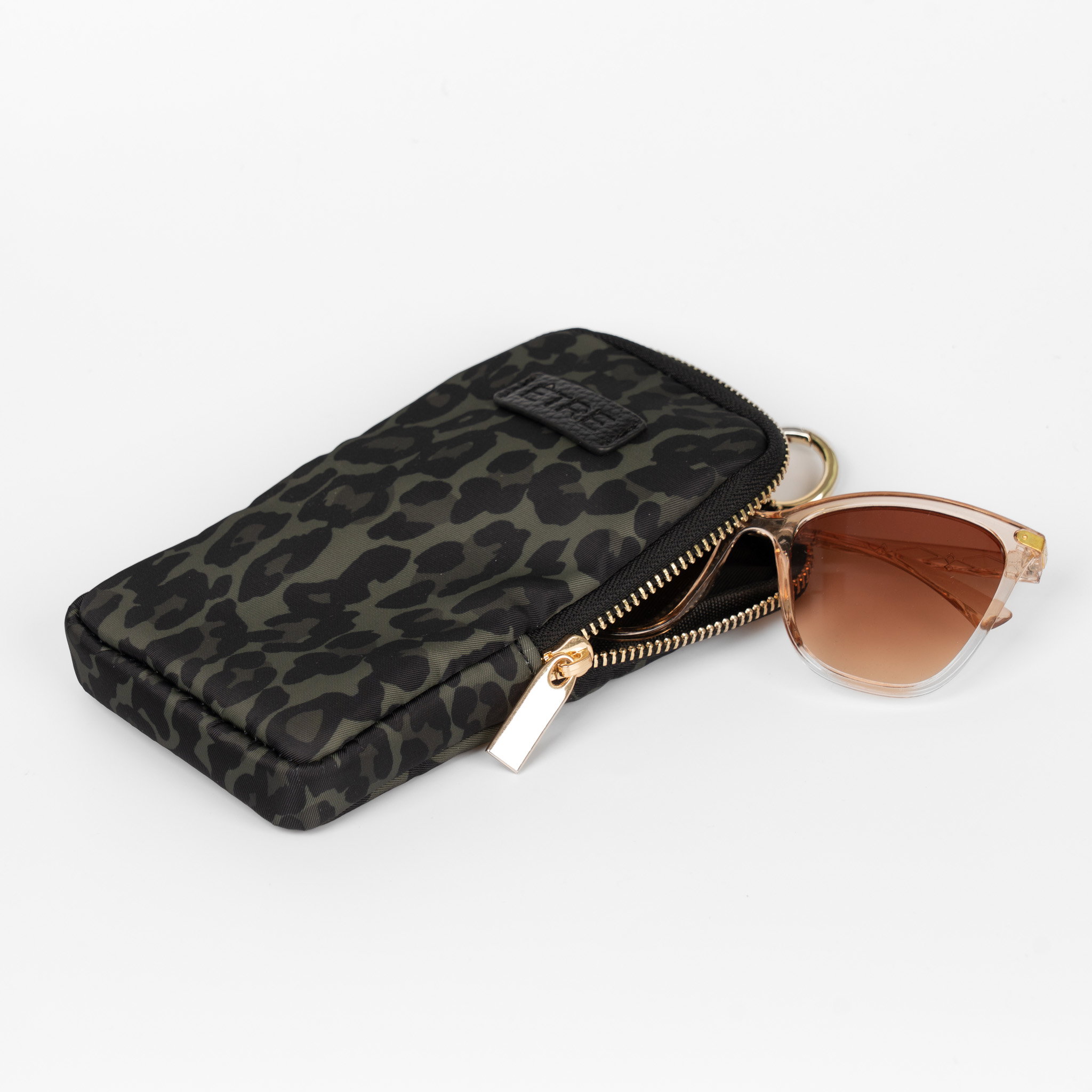 Khaki Etre Khaki Leopard Print Glasses Case, Image 2 of 3
