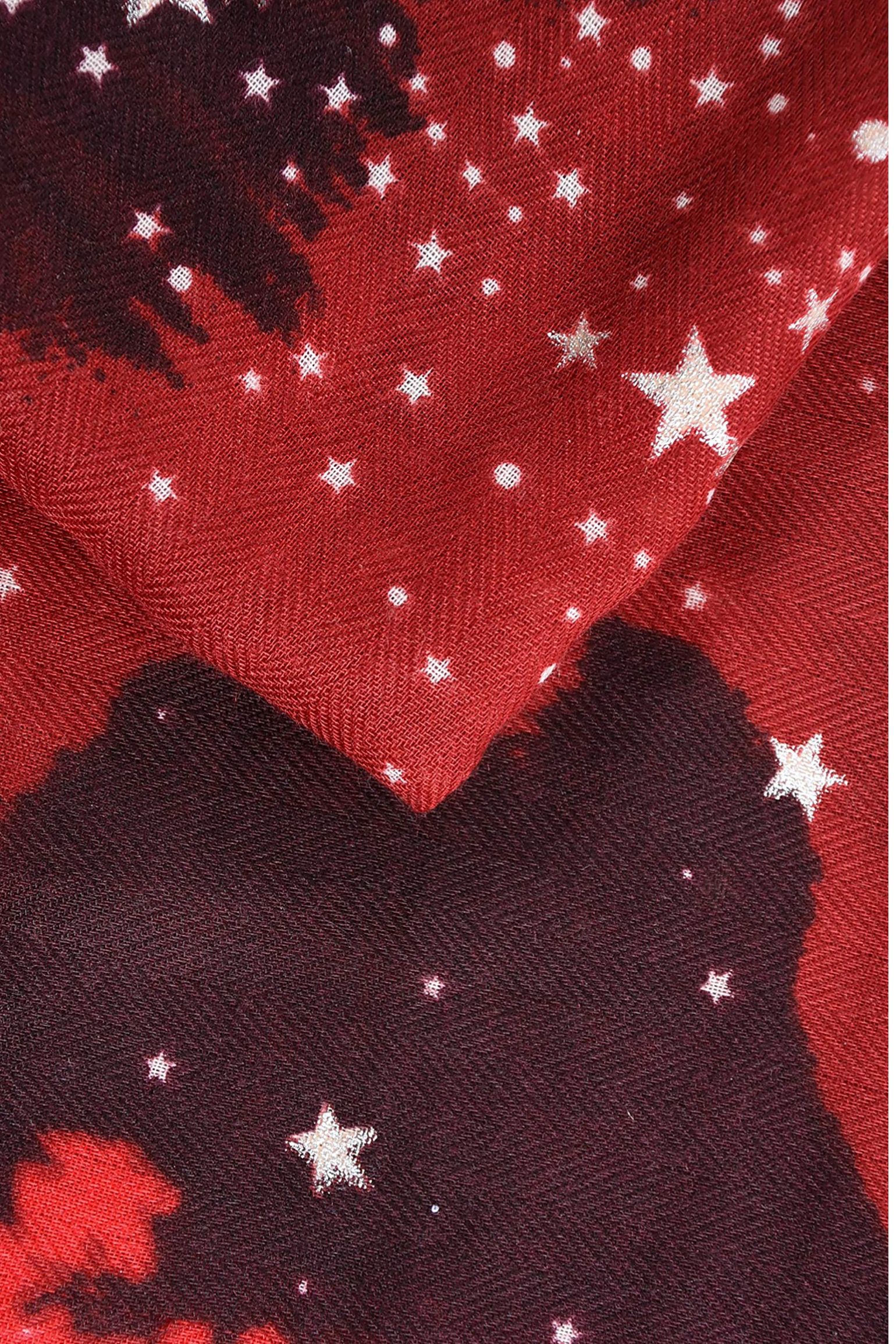 Red Star Print Lighweight Foil Scarf, Image 3 of 3