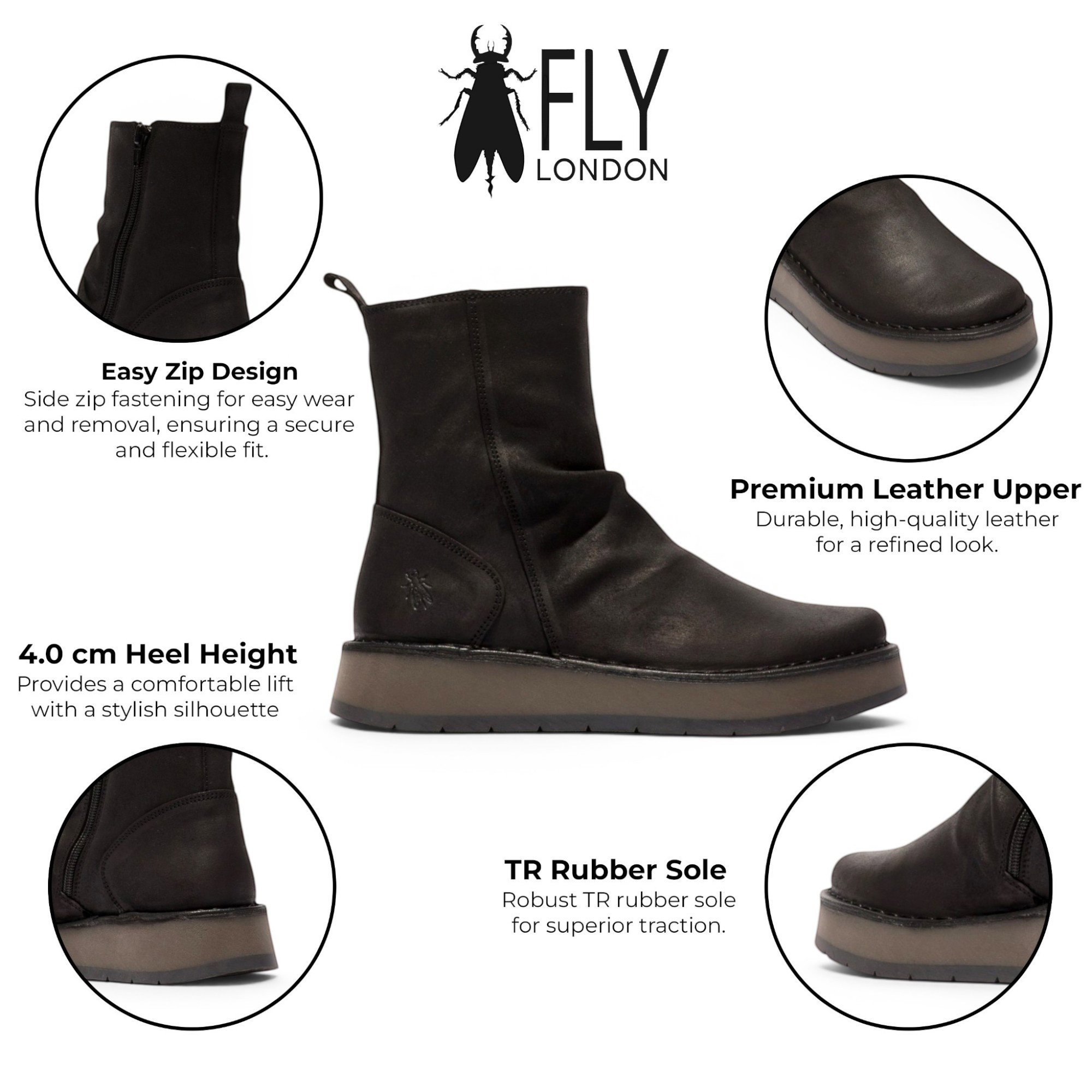 Black Womens Sued Leather Boot-RENO053FLY, Image 2 of 5