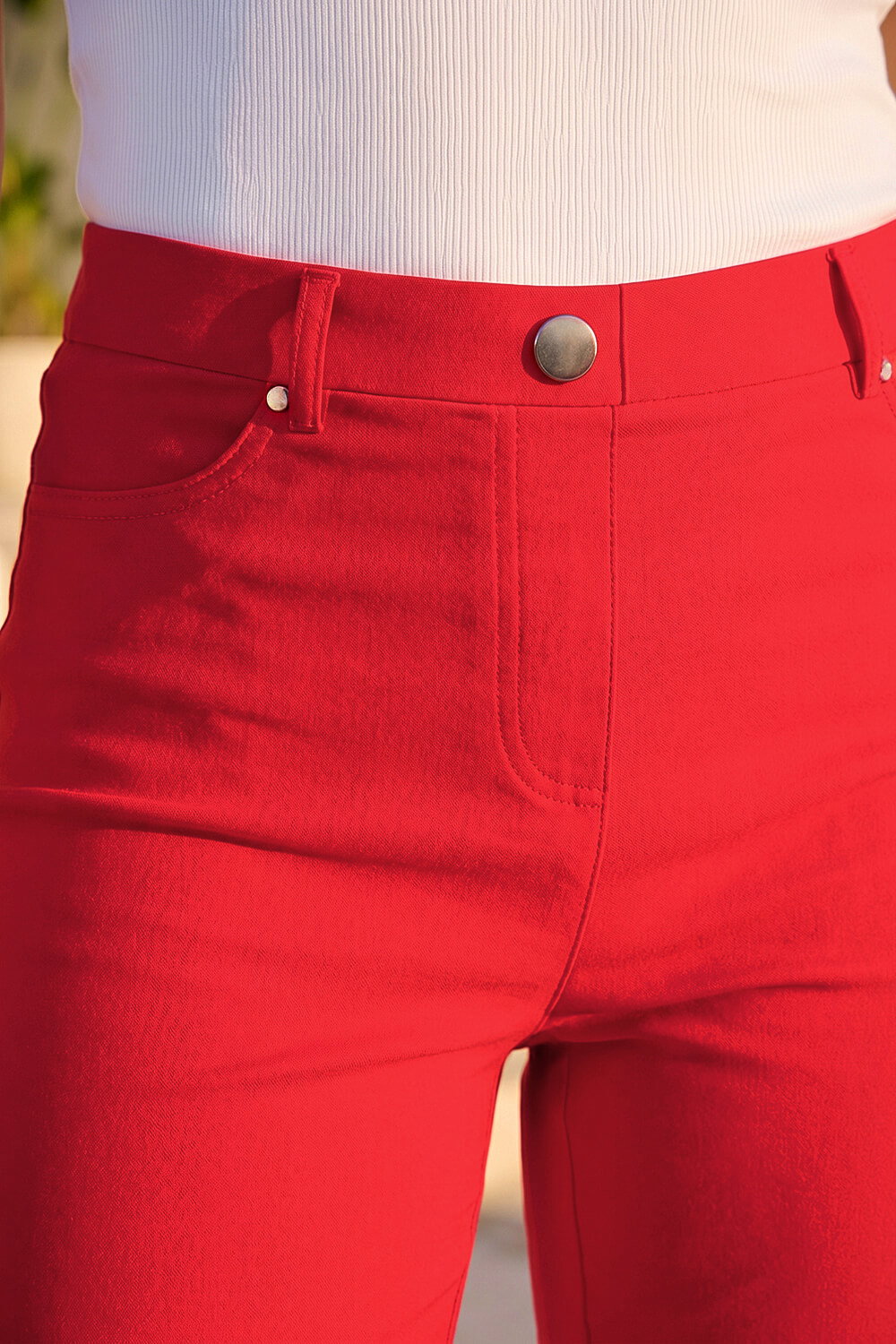 Red Turn Up Stretch Shorts, Image 5 of 4