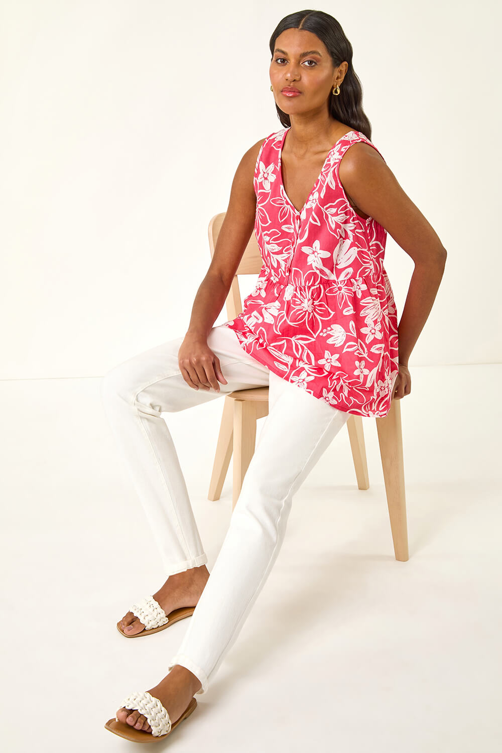 Lior Tops - V Neck Button Front Floral