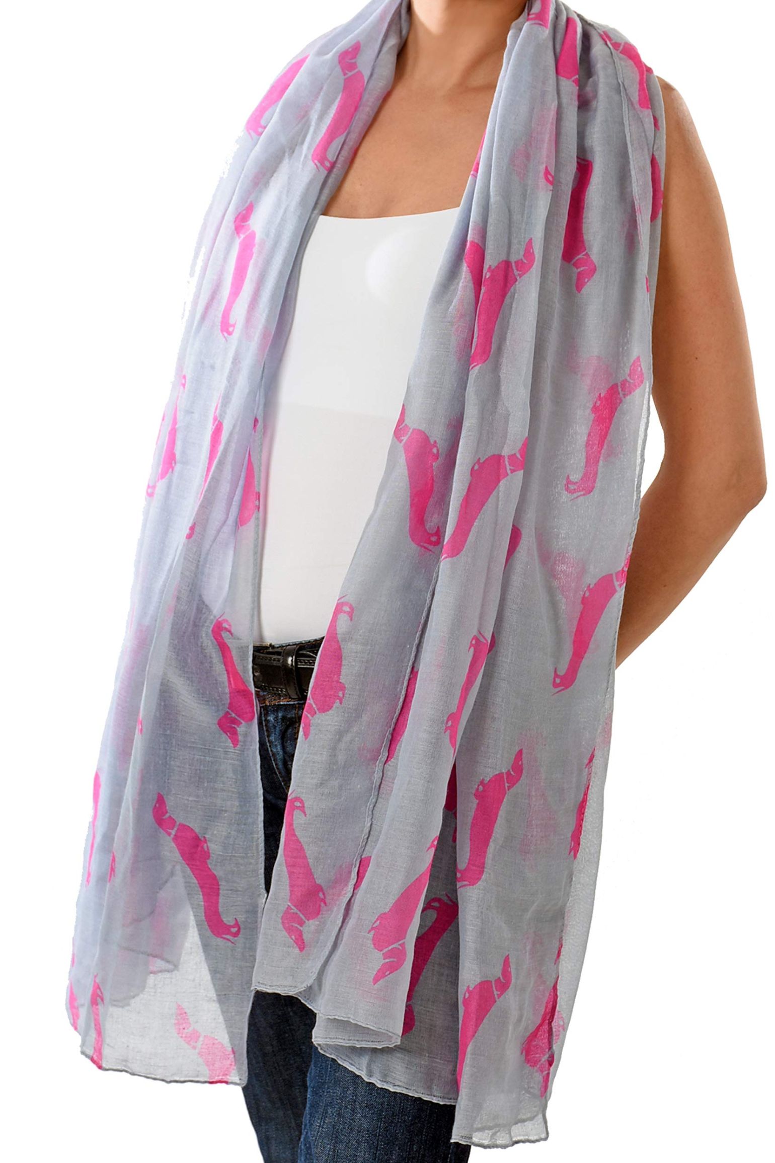 Grey Sausage Dog Dachshund Lightweight Scarf, Image 2 of 2