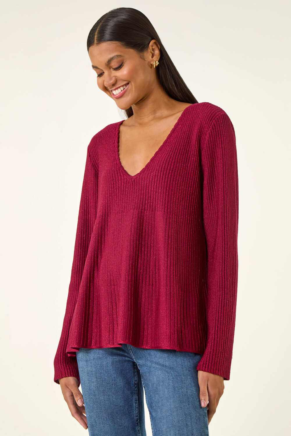 Red Tie Back Knit Jumper, Image 5 of 5