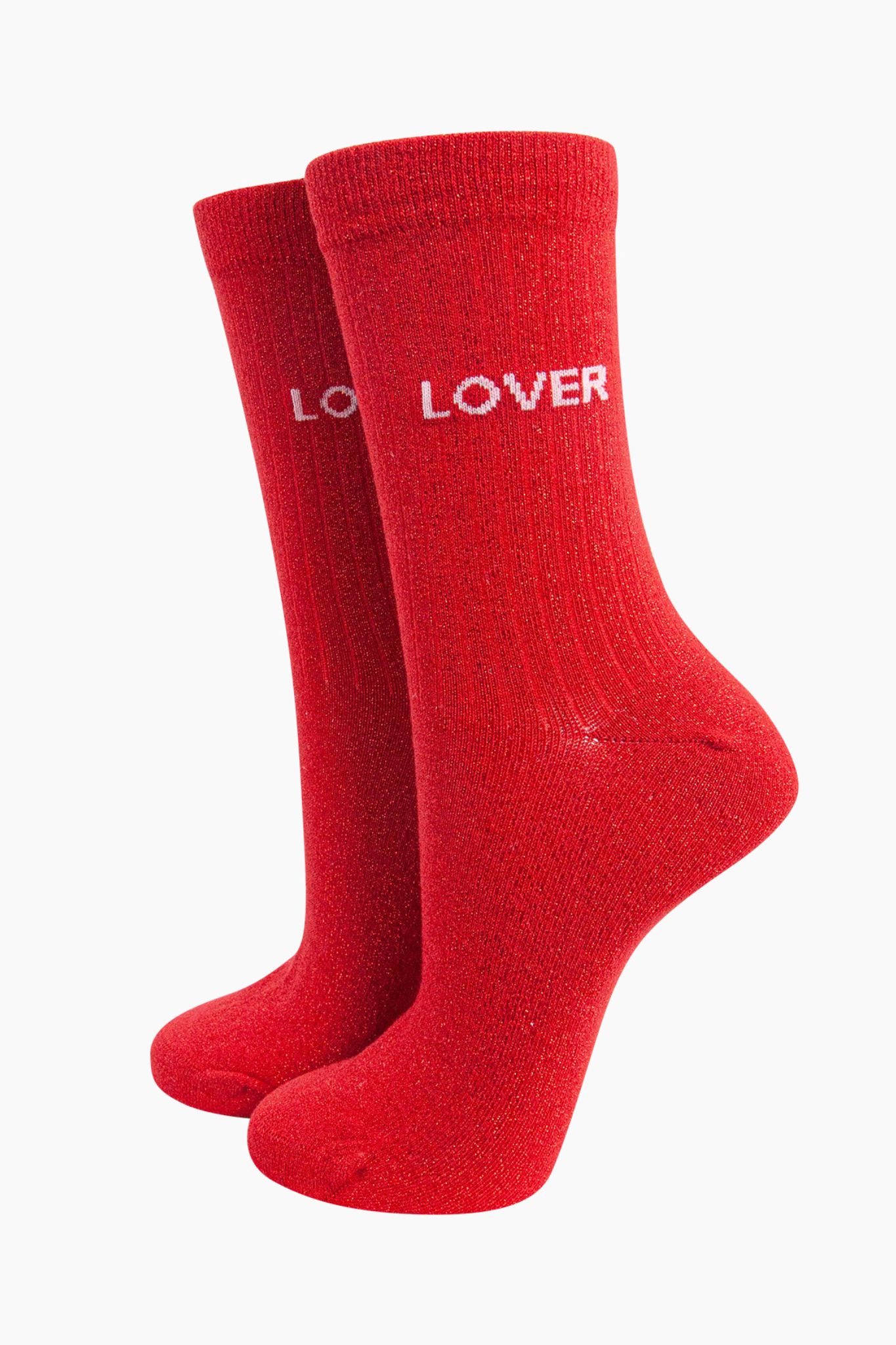 Red Lover Combed Cotton Glitter Socks, Image 1 of 4