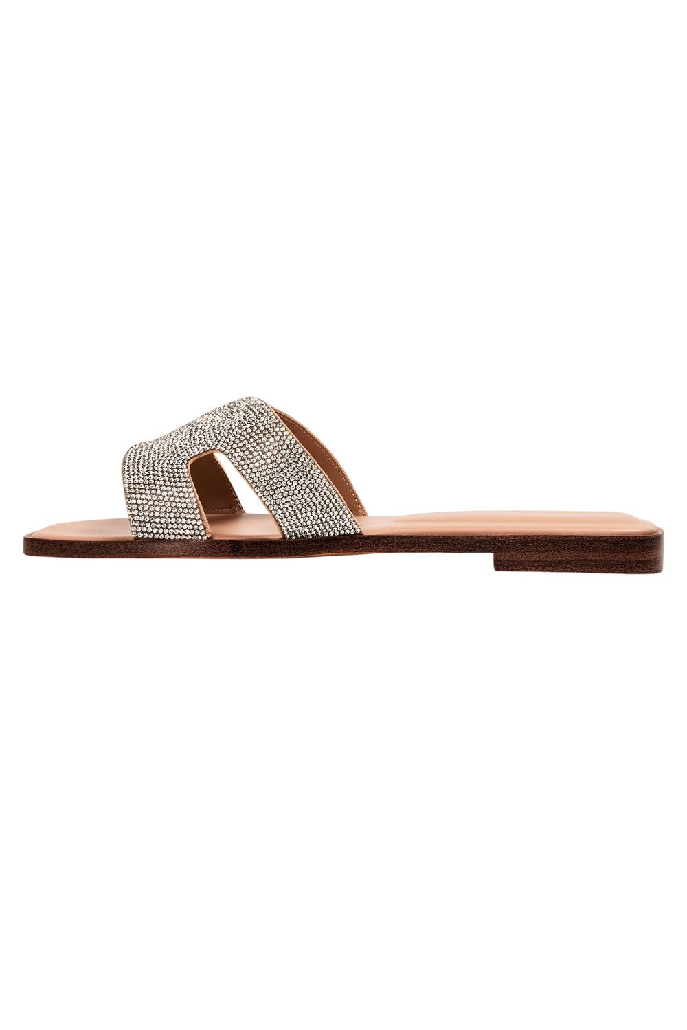 Beige Diamante Flat Sandals, Image 2 of 3