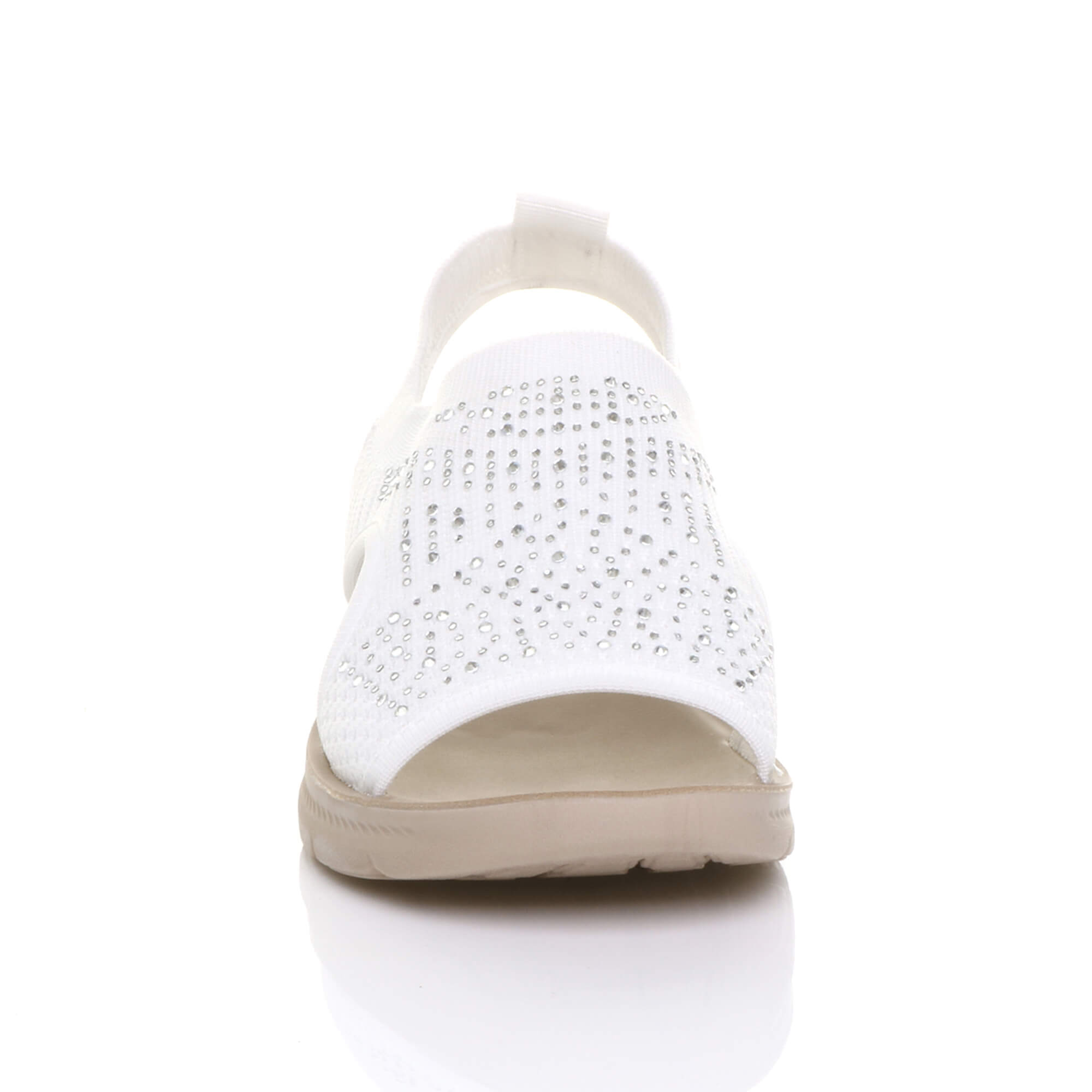 White AJVANI White Slingback Diamante Summer Holiday Comfort Sandals, Image 5 of 5