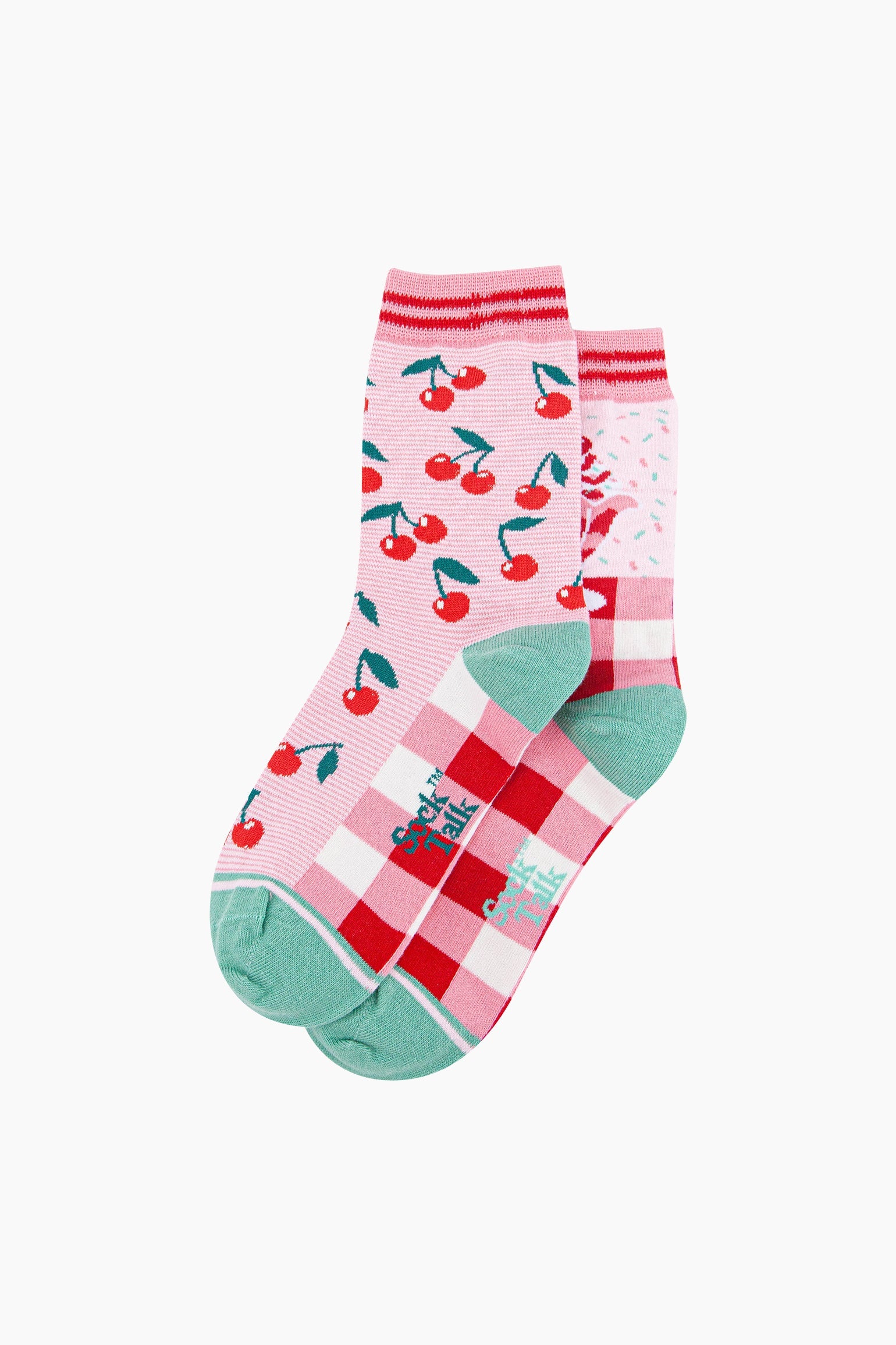 Pink Ice Cream Sundae Combed Cotton Odd Socks, Image 3 of 4
