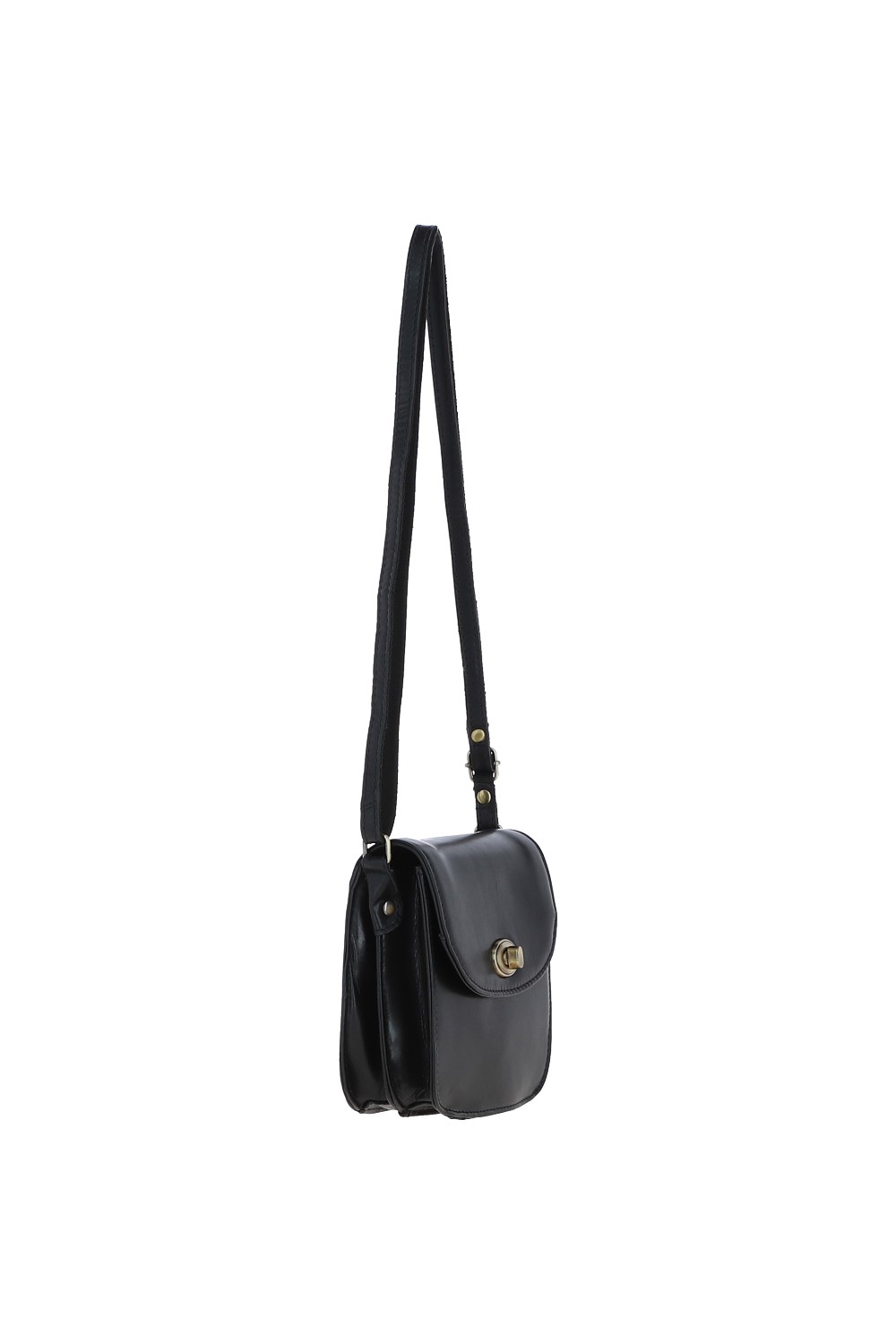 Black Small Real Leather Crossbody Bag, Image 5 of 5