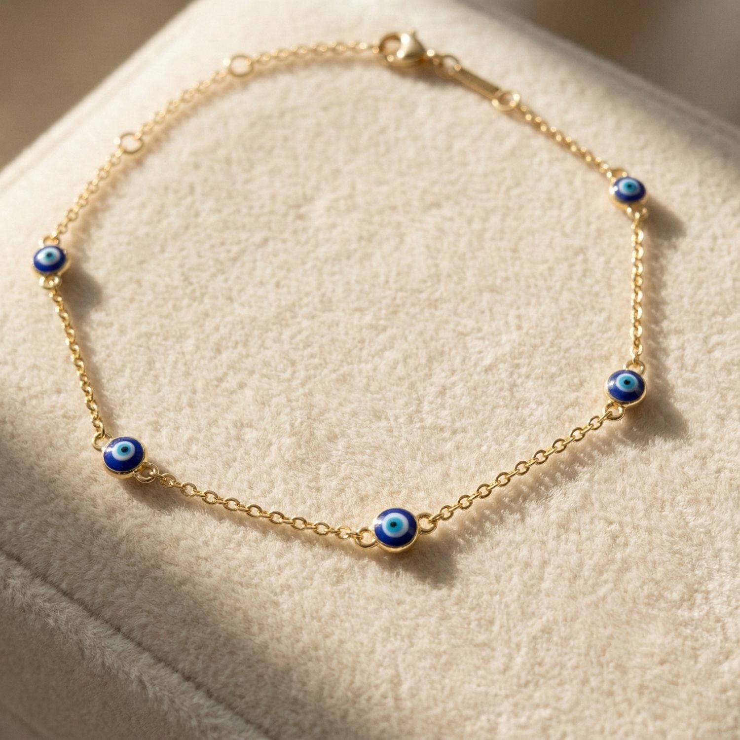 Gold Turkish Evil Eye Gold Plated Charm Friendship Bracelet, Image 1 of 5