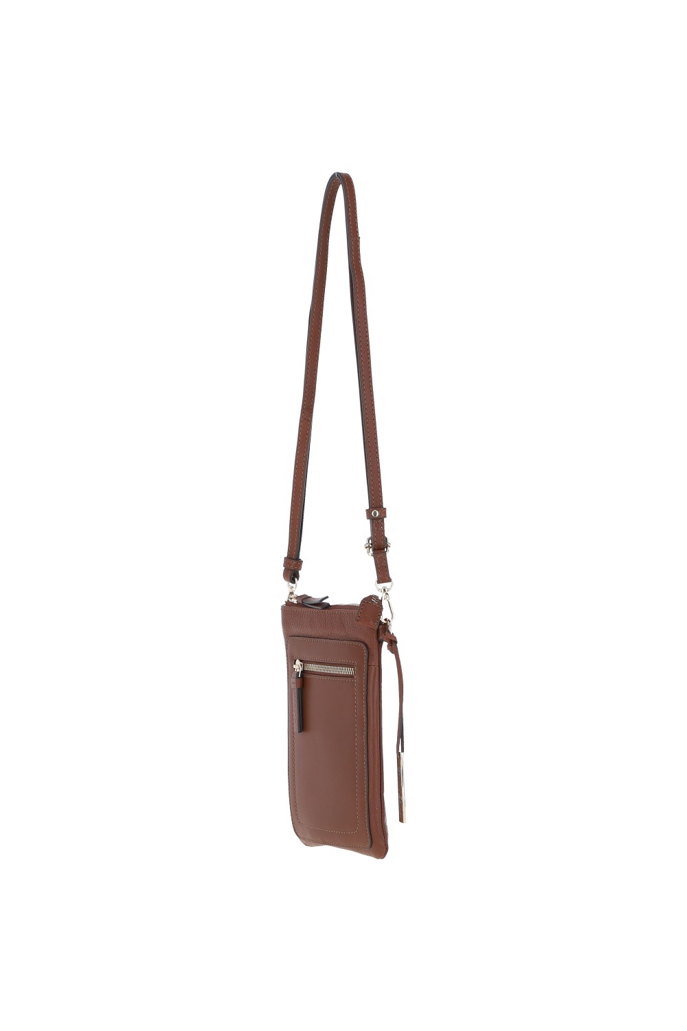 Tan Real Leather Crossbody Smart Phone Bag, Image 3 of 5