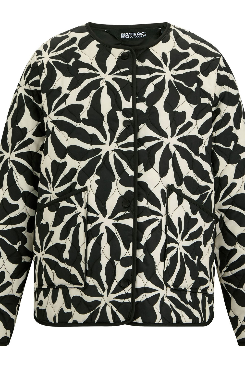 Beige Mira Abstract Floral Padded Jacket, Image 1 of 5