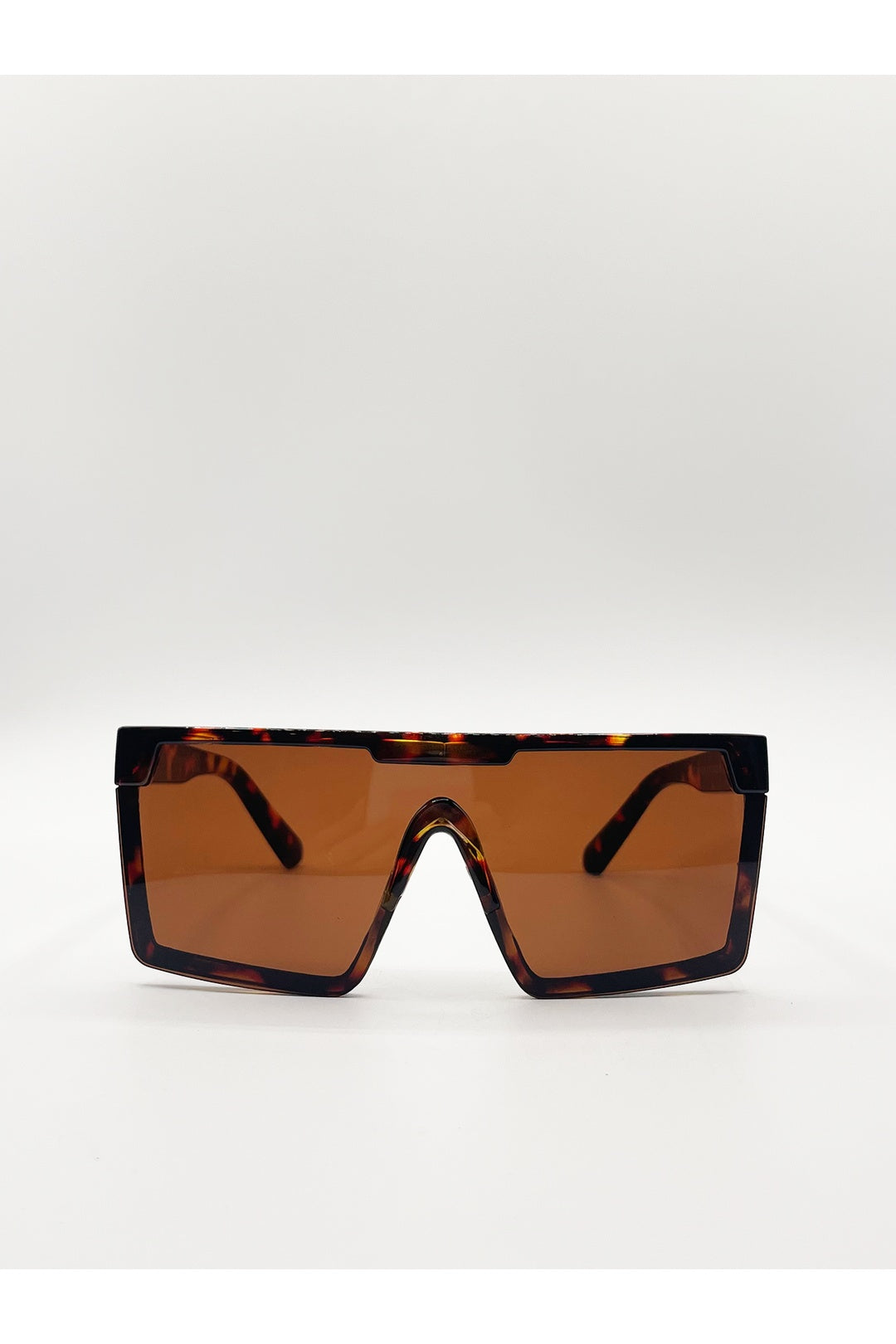 Brown Oversized Flat Top Square Frame Sunglasses, Image 2 of 5