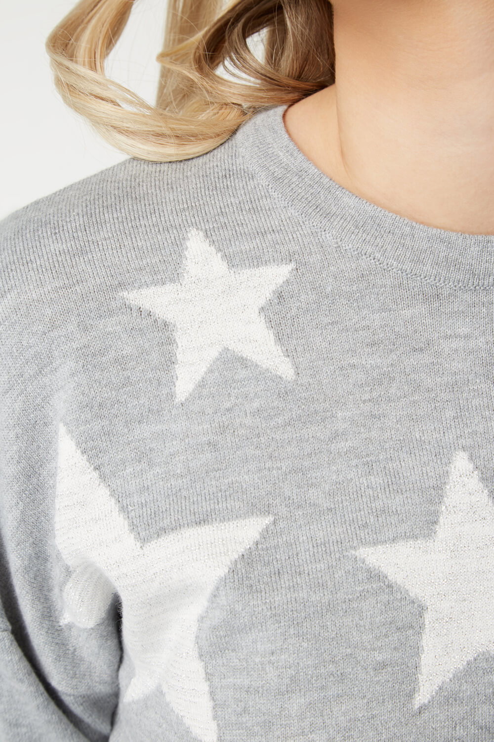 Light Grey Star Tie Detail Jumper, Image 5 of 5
