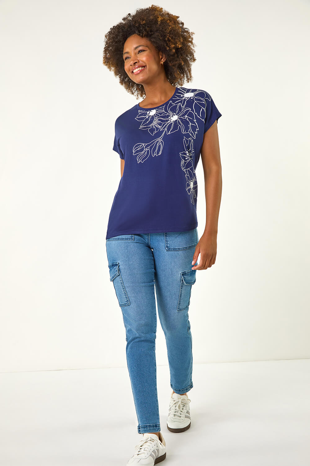 Embellished Floral & Burst Stretch Cotton Tee