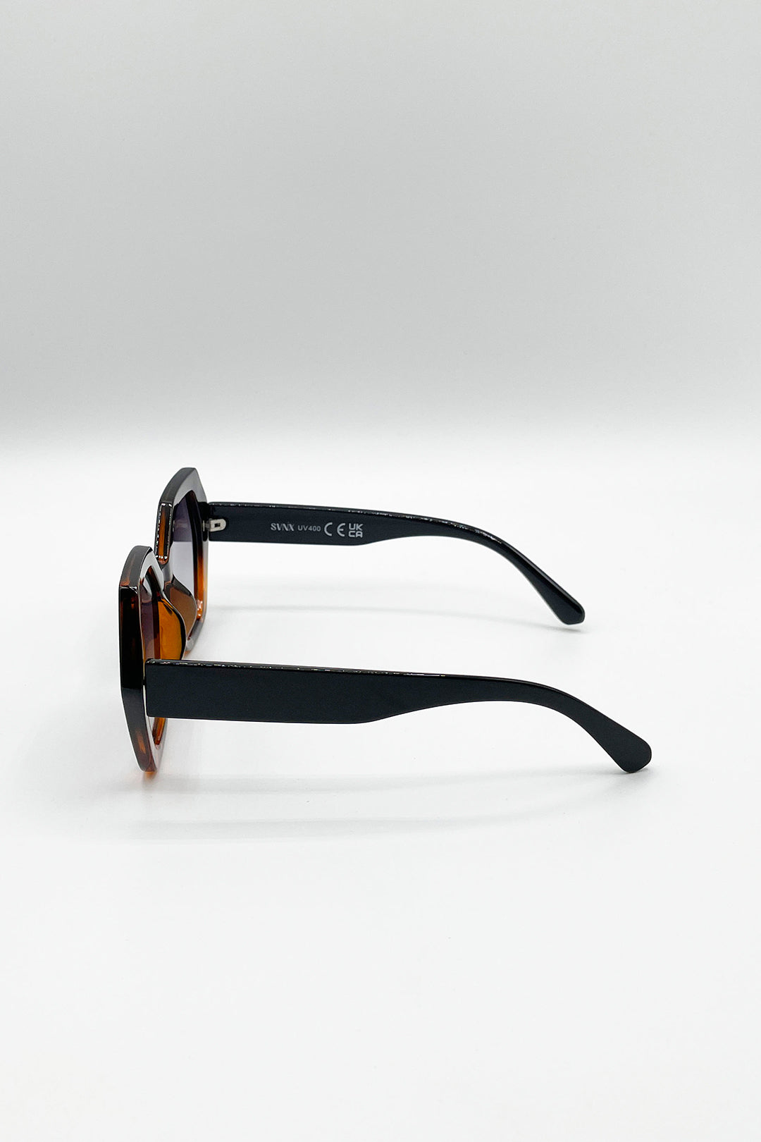 Tortoishell Oversized Rounded Angular Sunglasses, Image 4 of 5