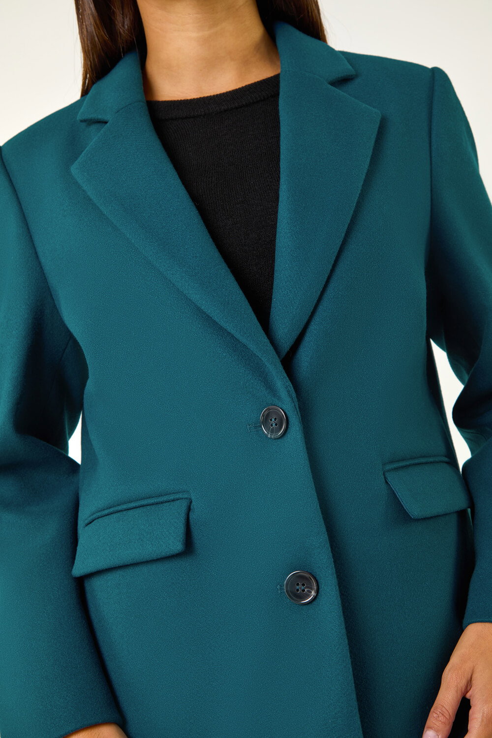 Teal Tailored Single Breasted Coat, Image 7 of 6