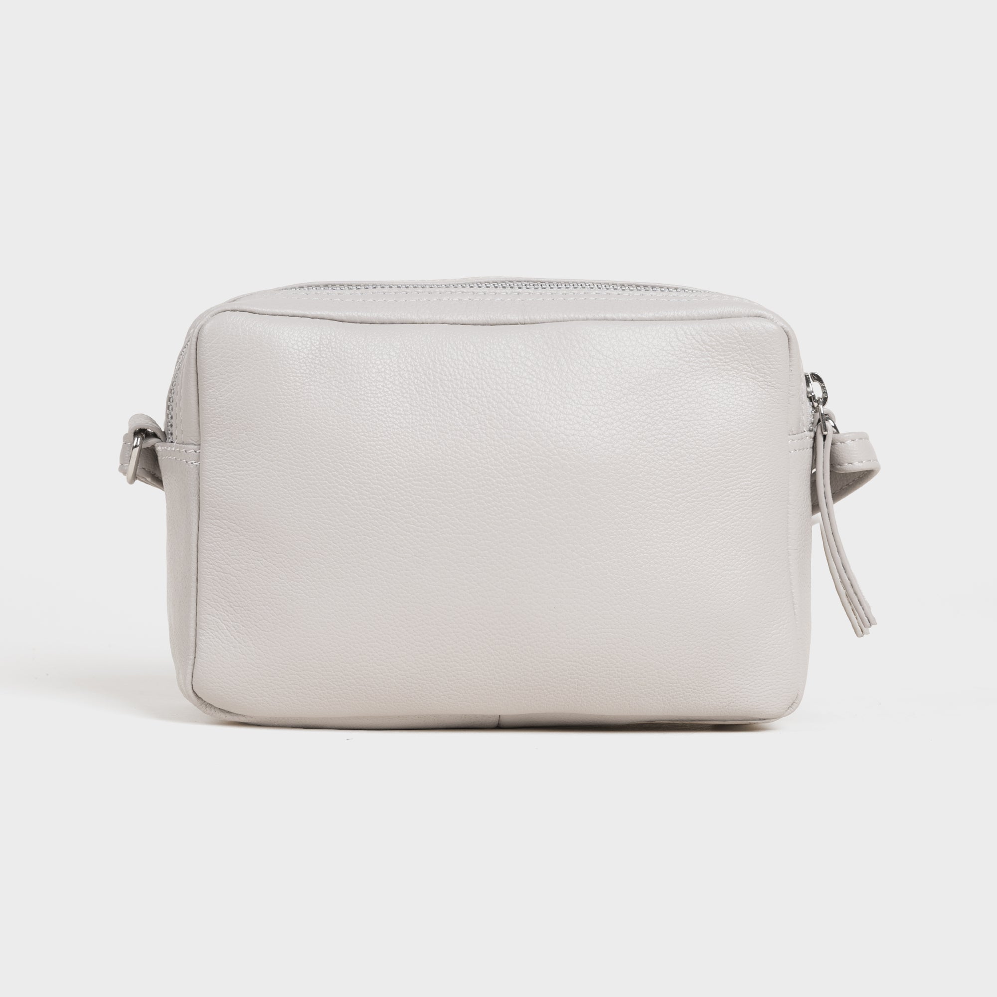 Light Grey Assots London Light Grey 'AVON' Soft Nappa Full Grain Real Leather Crossbody Bag, Image 4 of 5