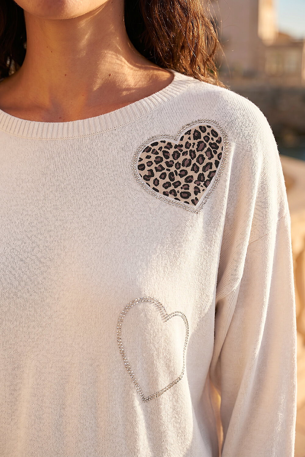Ivory Animal Heart Print Embellished Knit Jumper, Image 5 of 4