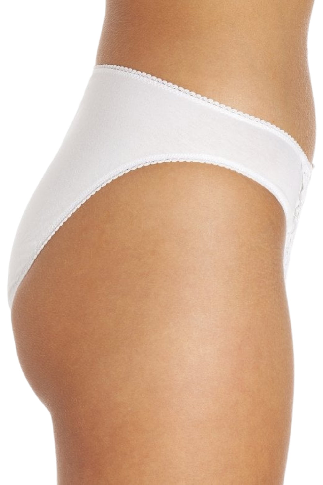 White Camille Lingerie White 3 Pack Lace Front HI-Leg Briefs, Image 2 of 4