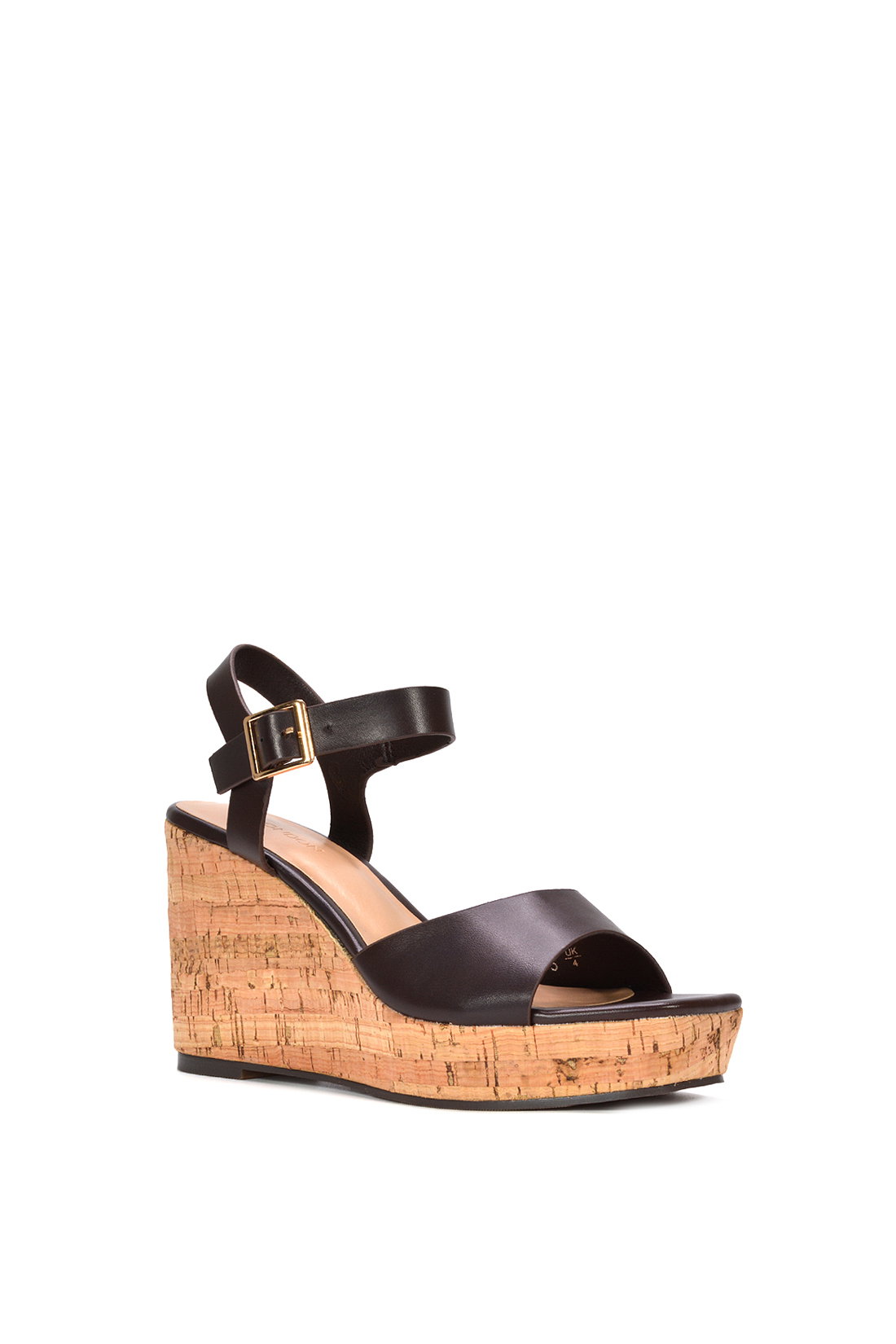 Brown 'Seraphina' Cork Platform Wedge Heel Sandals With Ankle Strap, Image 2 of 6