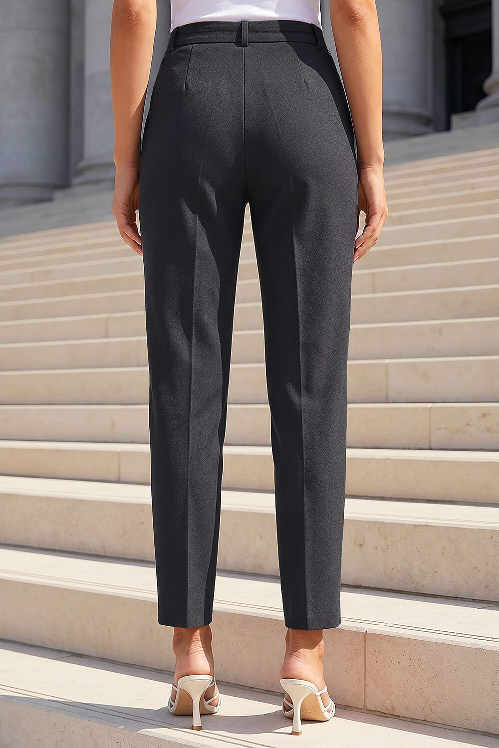 Charcoal Short Straight Leg Stretch Trouser, Image 4 of 4